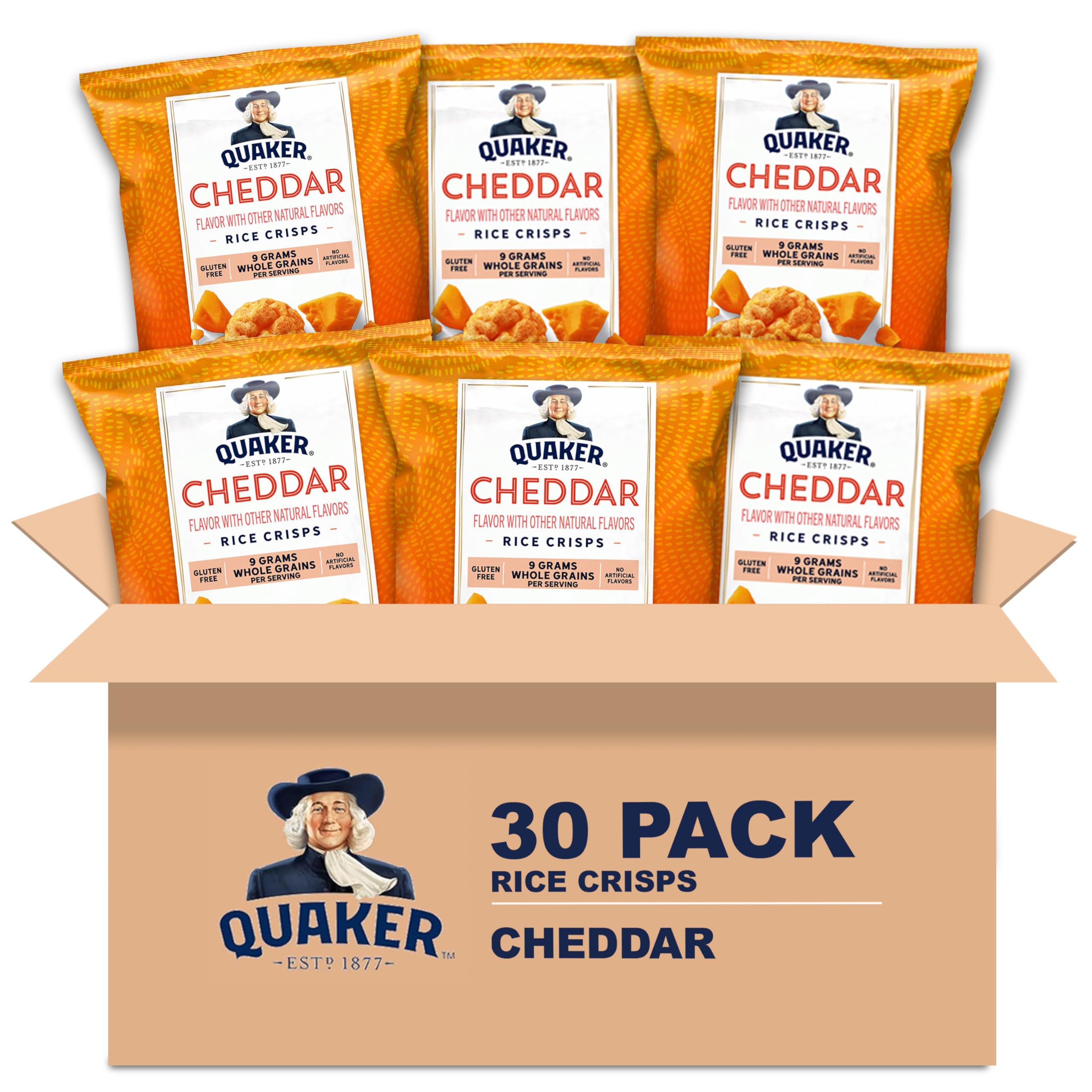 QuakerRice Crisps, Gluten Free, Cheddar, 0.67 Oz, 30 Count