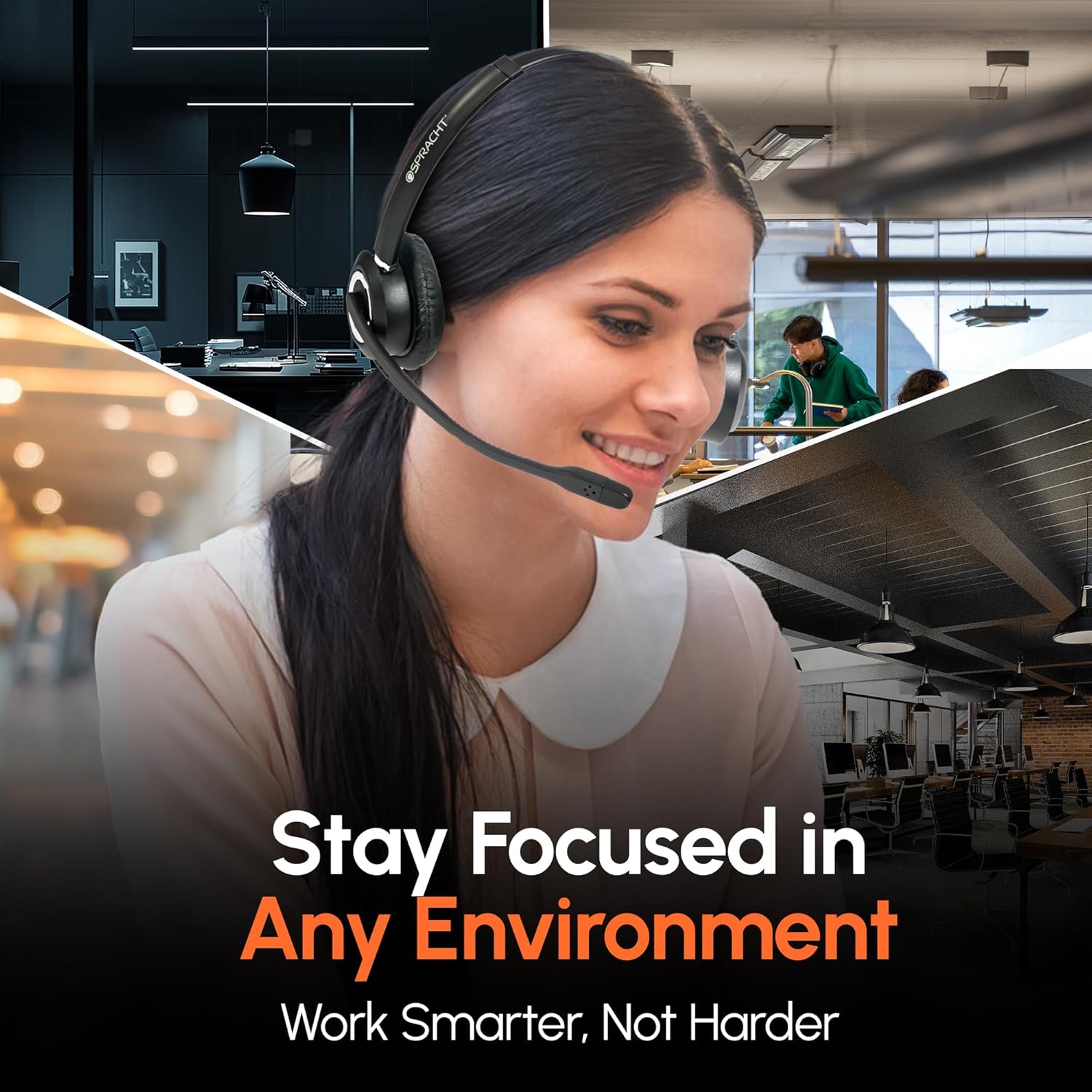 Spracht Zum RJ9 Dual Ear Wired Headset for Desktop Phones | Universal Telephone Headsets for Office Telephones | Works with Polycom Digium Nortel Yealink Grandstream Cisco