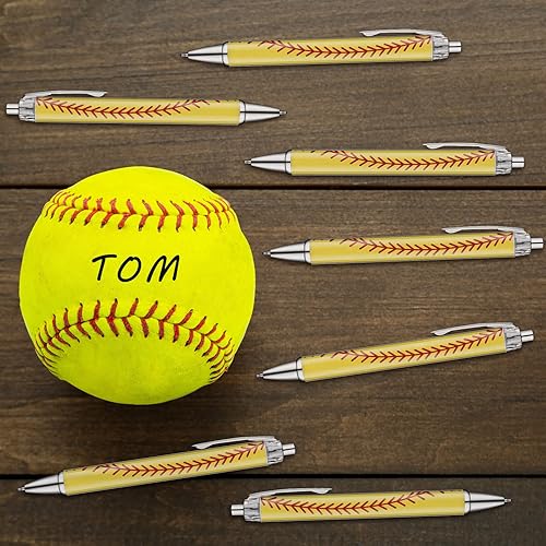 Miniatura 5 de Thenshop 40 bolígrafos de sóftbol, regalos de fiesta de sóftbol, divertidos y novedosos bolígrafos retráctiles de tinta negra para adultos,