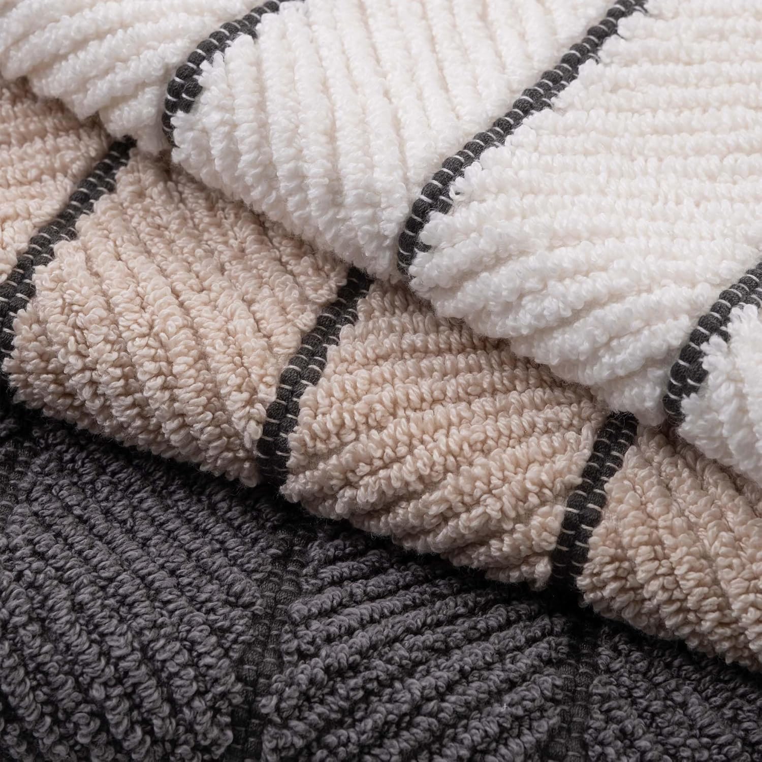 Odisha Luxury Herringbone Bath Mat Set - 100% Turkish Cotton Tencel Blend Towel Mat for Bathroom Floor 20x32 Inch - Absorbent Quick Dry Foot Towel Pack of 2