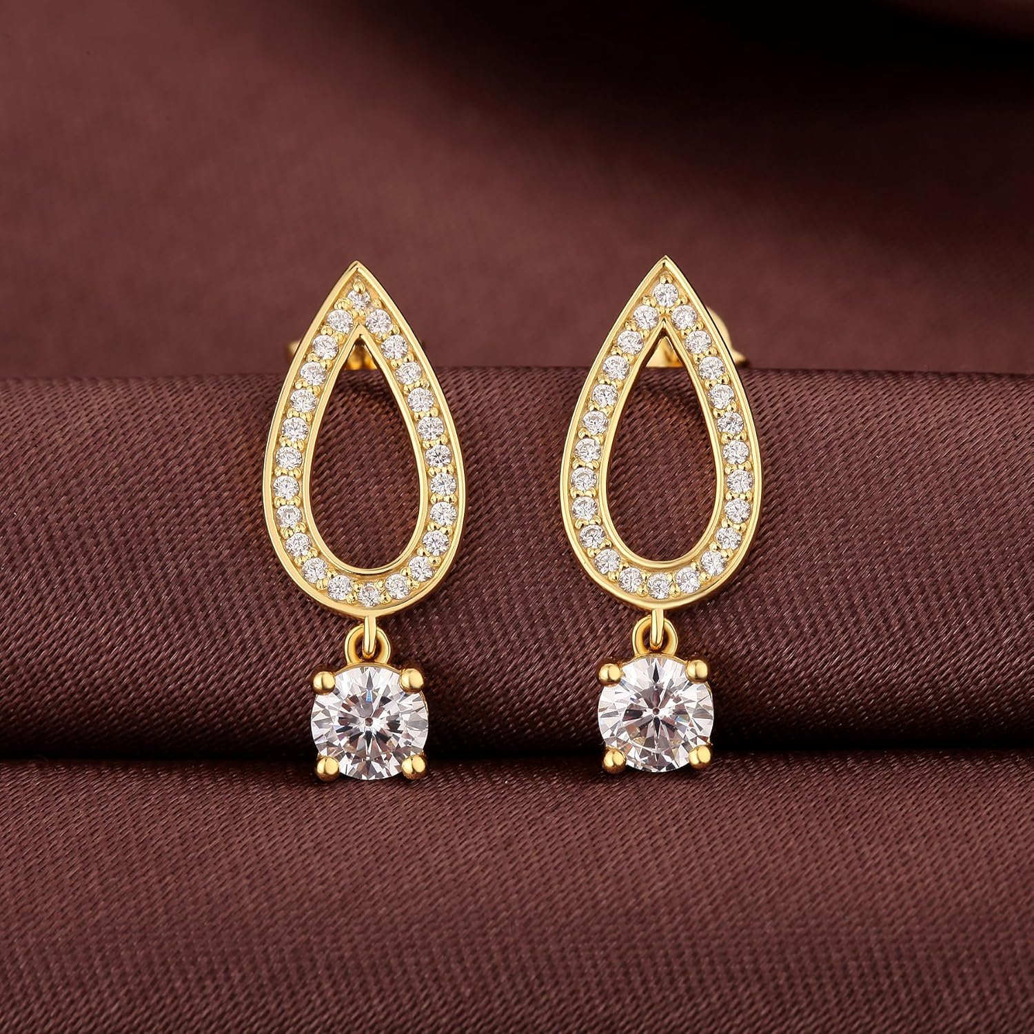 Dainty Dangle Drop Earrings for Women, 925 Sterling Silver Cubic Zirconia Earrings - Image 3