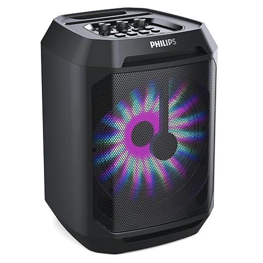 PHILIPS Party Speakers Bluetooth Wireless– 30W Portable Bluetooth Speaker Outdoor, Home with Deep bass, Lights, 7 Hr. Playback, & Mic Input – Wireless, Loud Bluetooth Party Speaker