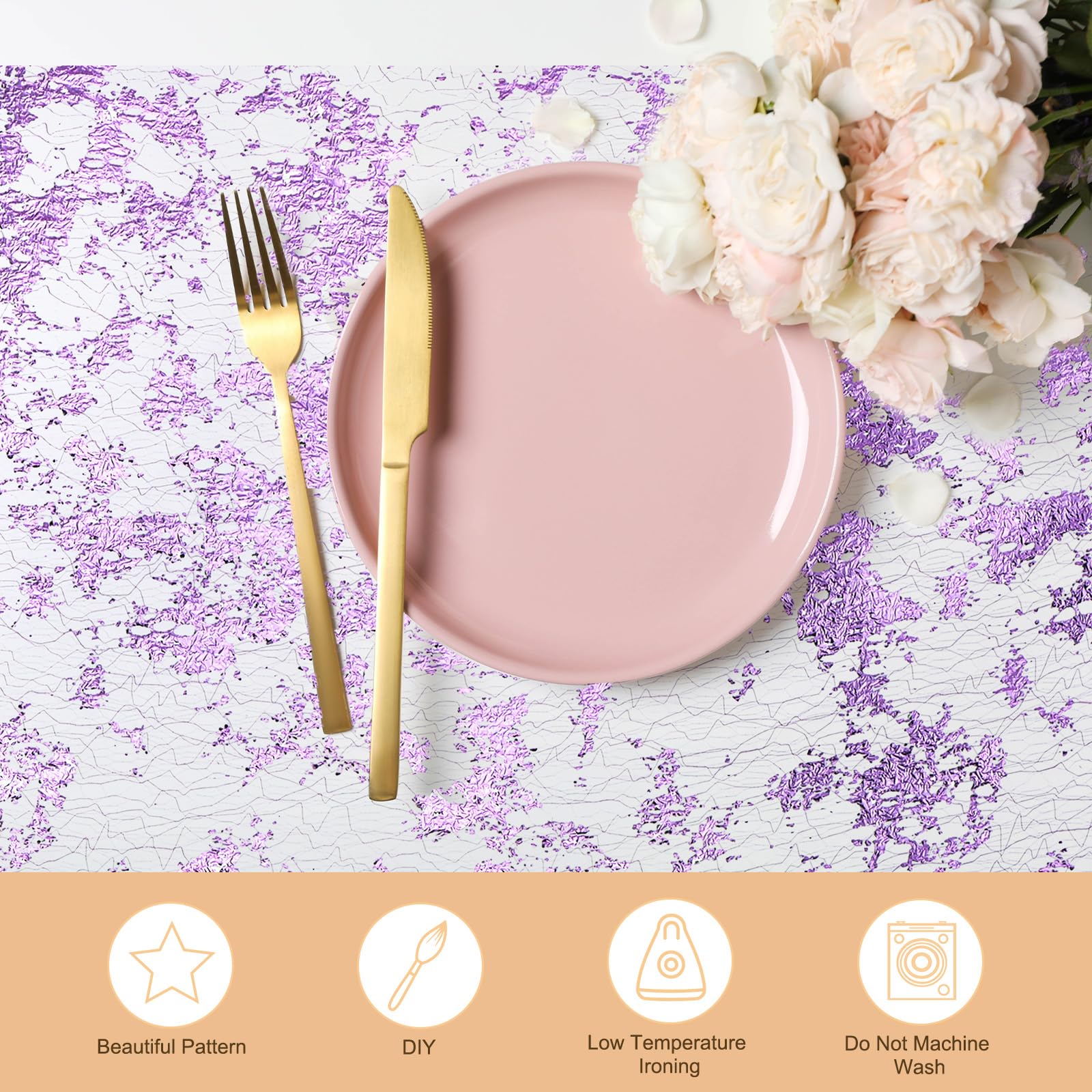 QUARKZMAN Rotolo Runner da Tavolo 11x110 pollici 12 Pezzi Champagne