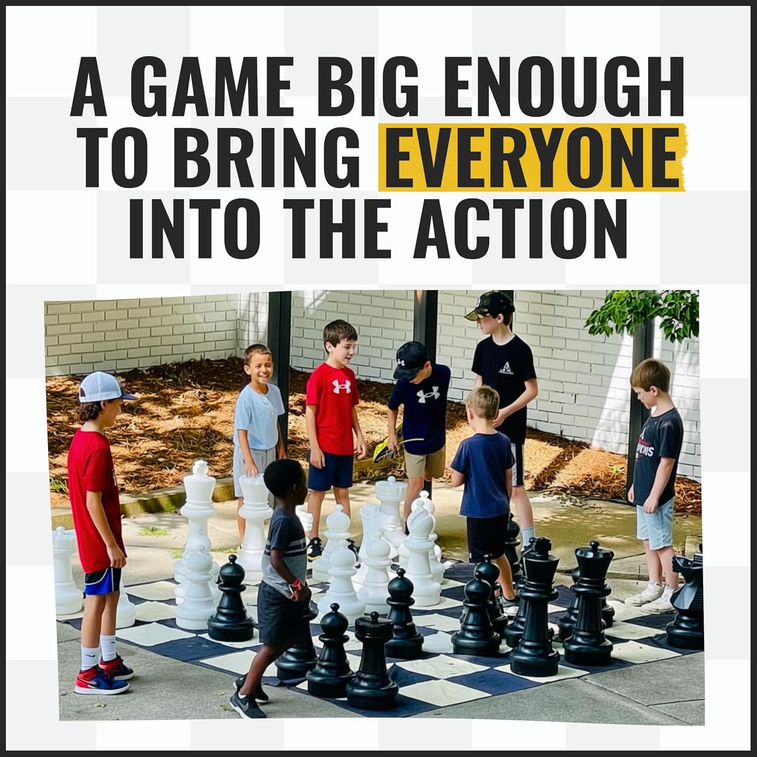 MegaChess Giant Chess Set Game with 25" Tall King - A Large Chess Set Yard Game for Families Looking for Outdoor Jumbo Games - 32 Large Pieces Made from Durable HDPE (Nylon Mat Board Included)