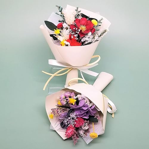 Miniatura 2 de T-Box GoldenTBox - Flores reales preservadas hechas a mano para novia, mamá, esposa, decoración de mesa de escritorio de oficina en casa,