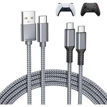Basesailor For Xbox Series X|S Charging Cable 3M 2 Pack Nintendo Switch 2 Controller Long USB Type C Charging Cable for PS5 Controller Elite Series 2 for PlayStation 5 DualSense PS5 Pro Controller