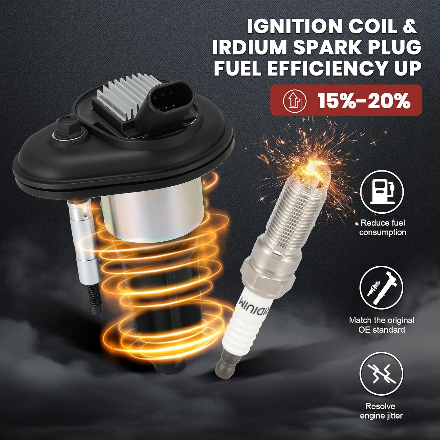 UF303 Ignition Coil Pack and Iridium Spark Plugs Set of 5 Compatible with Chevy Colorado GMC Canyon Hummer H3 Isuzu i-350 2004 2005 2006 3.5L L5,Replace#,12568062, 19300921