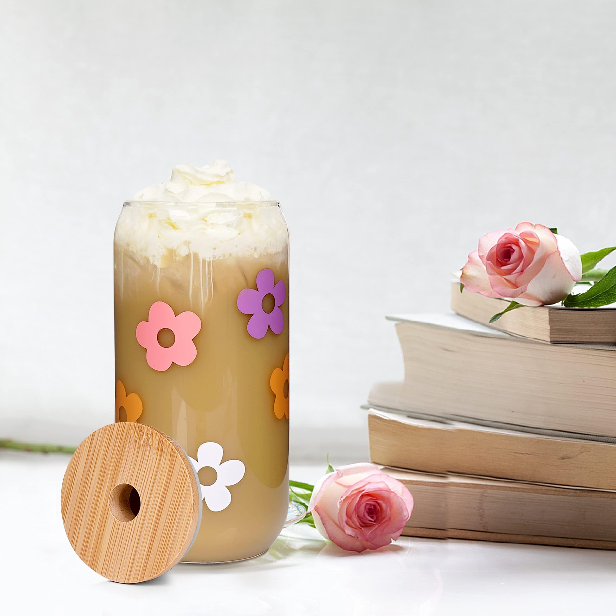 Mason Jar beker met rietje - 55 cl - set van 4