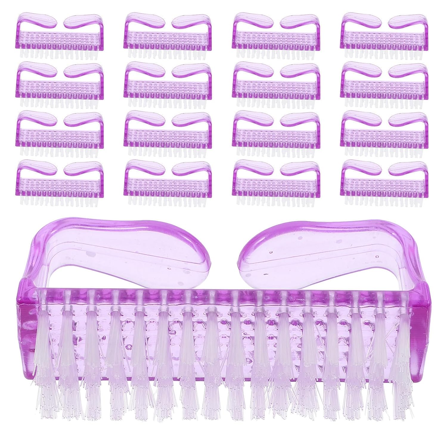 Yardwe 20pcs Portable Nail Cleaning Brush with Plastic Handle for Manicure and Pedicure, Effective Dust Removal and Lasting Shape Maintenance, for Home and Nail Salon Use