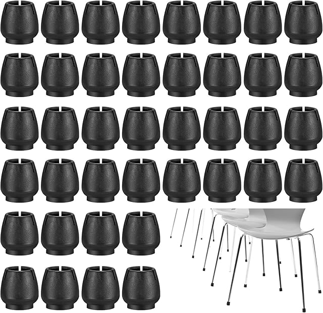 40 Pcs Chair Leg Floor Protectors, Silicone Table Legs Caps Round, Furniture Feet Covers Cups Caps for Hardwood Floors Tables Sofas Chairs Legs Feet - Black, 2 Sizes