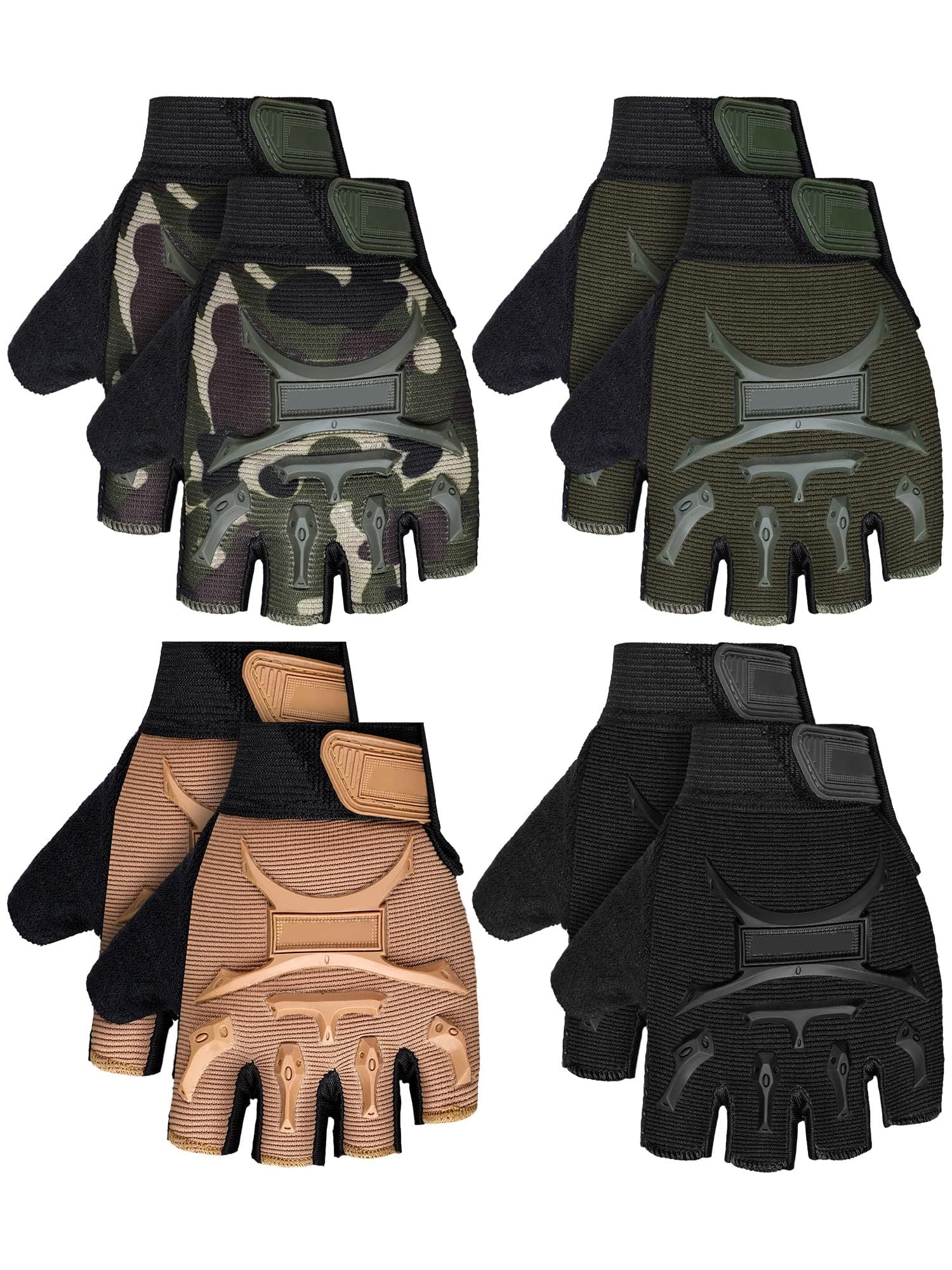 4 Pairs Kids Cycling Gloves Half Finger Bike Gloves Non-Slip Mitten Sport Gloves for Boys and Girls