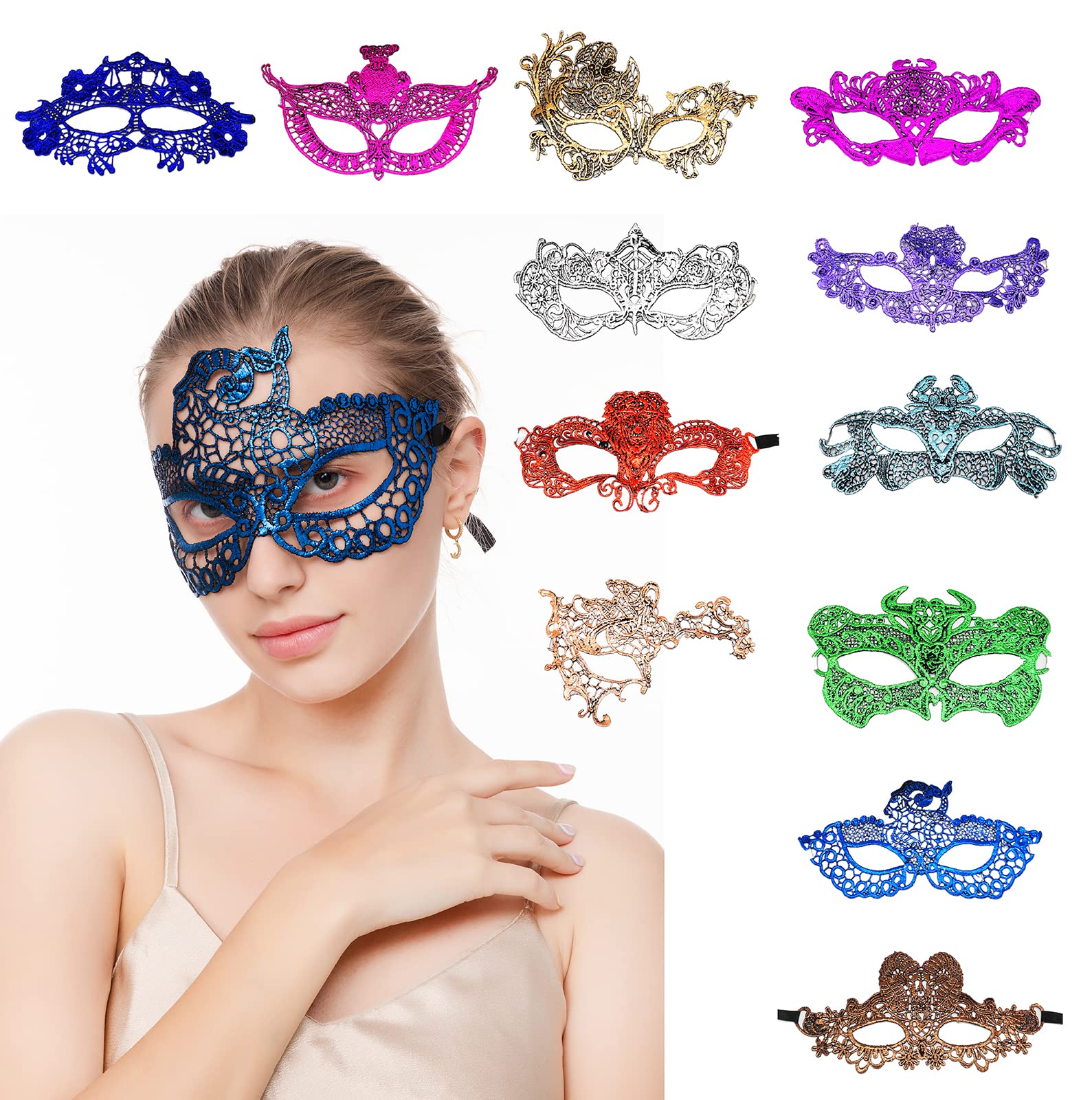 VKI® Encaje Máscara Veneciana Mujeres, Mascarada Carnaval, Antifaz Veneciano, Mascaras Disfraz