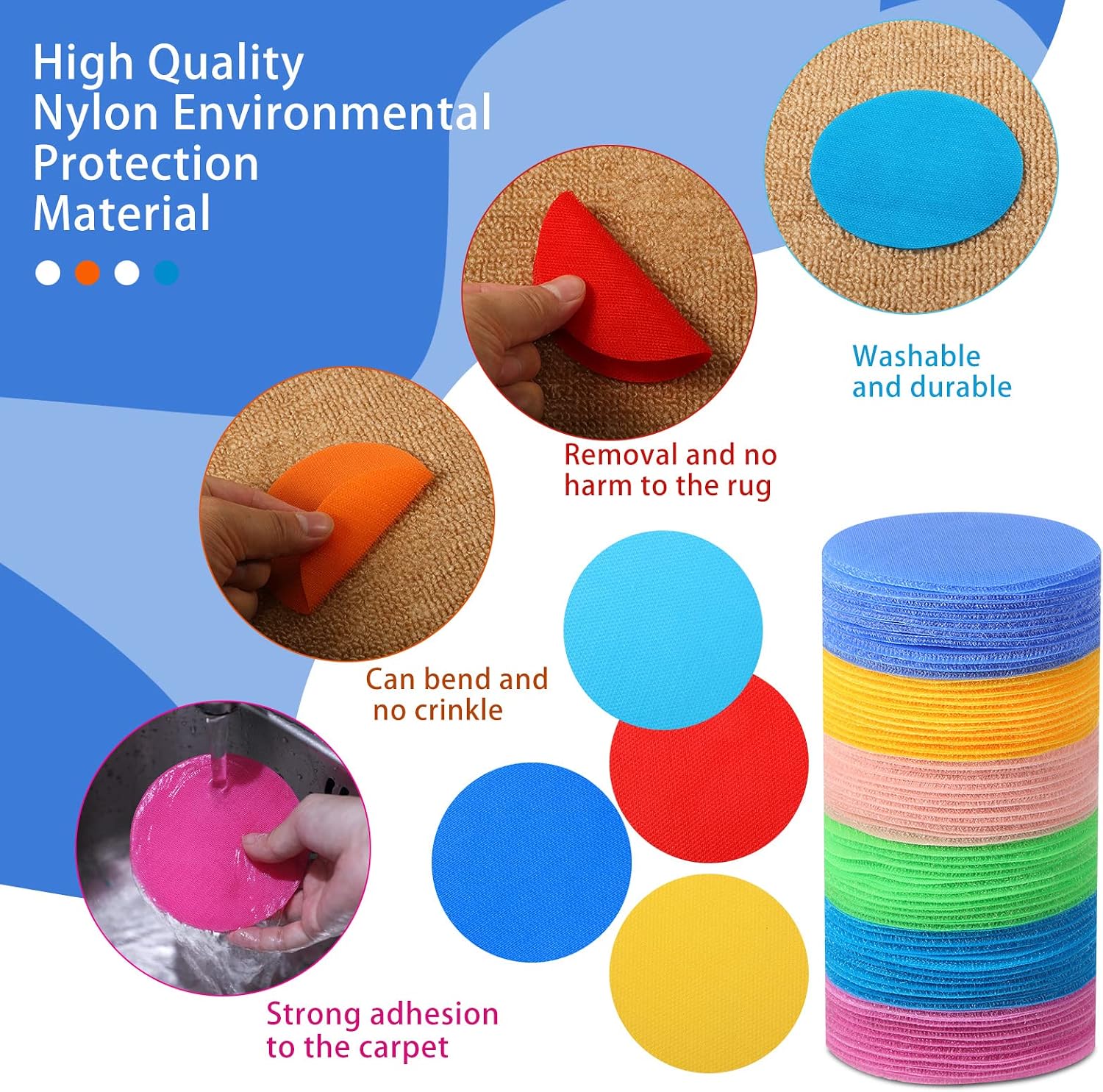 TaoBary 240 Pcs Carpet Markers Floor Dots Markers Floor Dots, Multicolor Carpet Dots Circles Carpet Markers for Classroom Kindergarten Preschool Elementary School Teacher Supplies