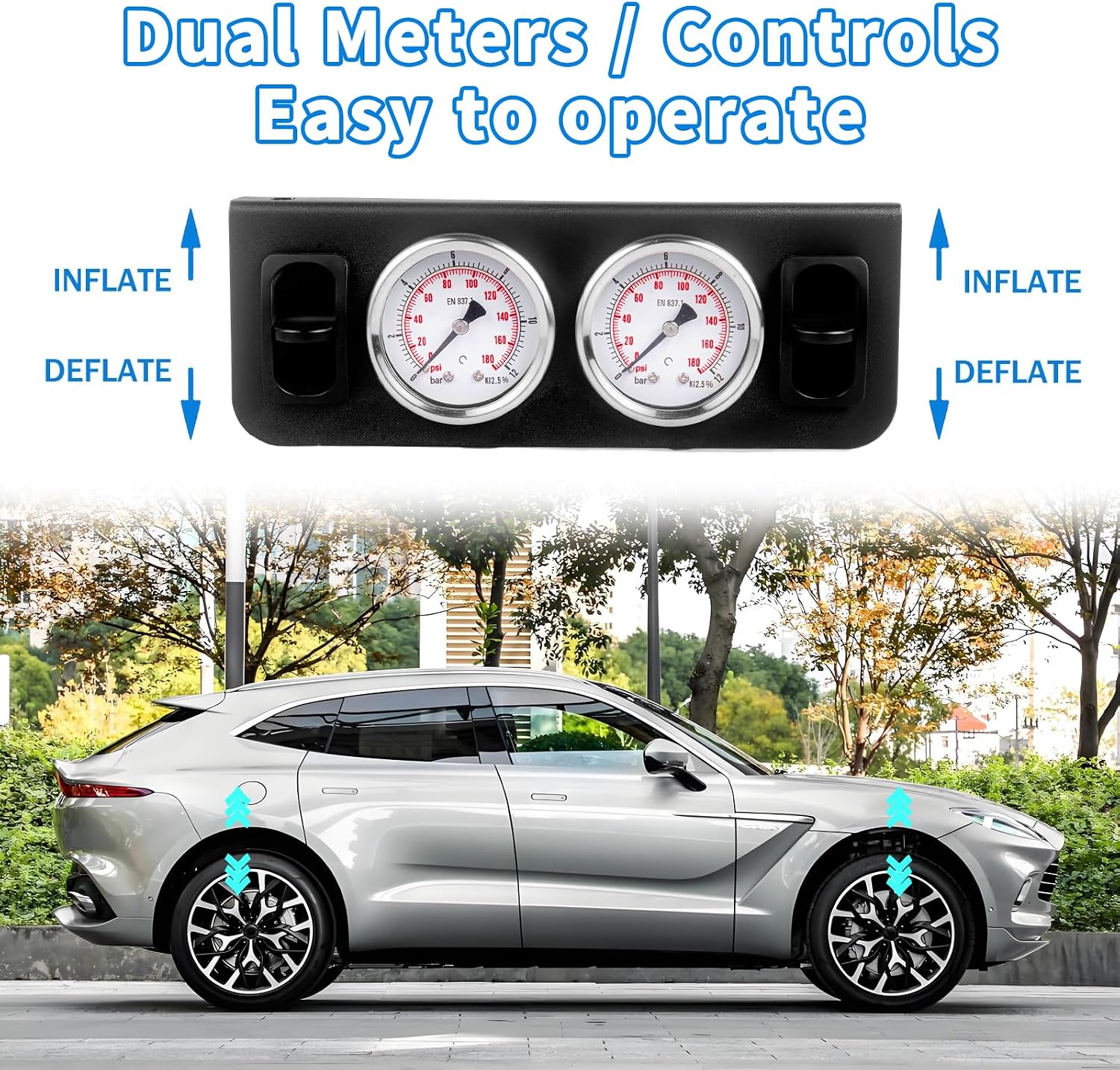 Dual Needle Air Suspension Gauge Control Kit - Paddle Switch for Air Suspension Pressure Control