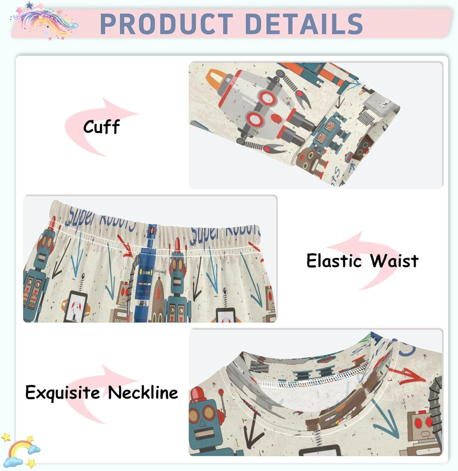 Pajama Sets Long Sleeve Top with Pants Cotton Soft Sleepwear 2 Piece Pjs Set - Image 4