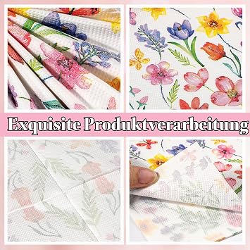 Pack of 60 Colourful Flowers Napkins Spring Summer Paper Napkins Flower Flowers Disposable Napkins Printed Flowers Paper Handkerchiefs Party Accessories Table Decoration 33 x 33 cm