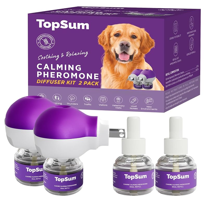 Difusor de Feromônios para Cães TopSum TS03 com Refil Calmante, Roxo, Pacote com 2