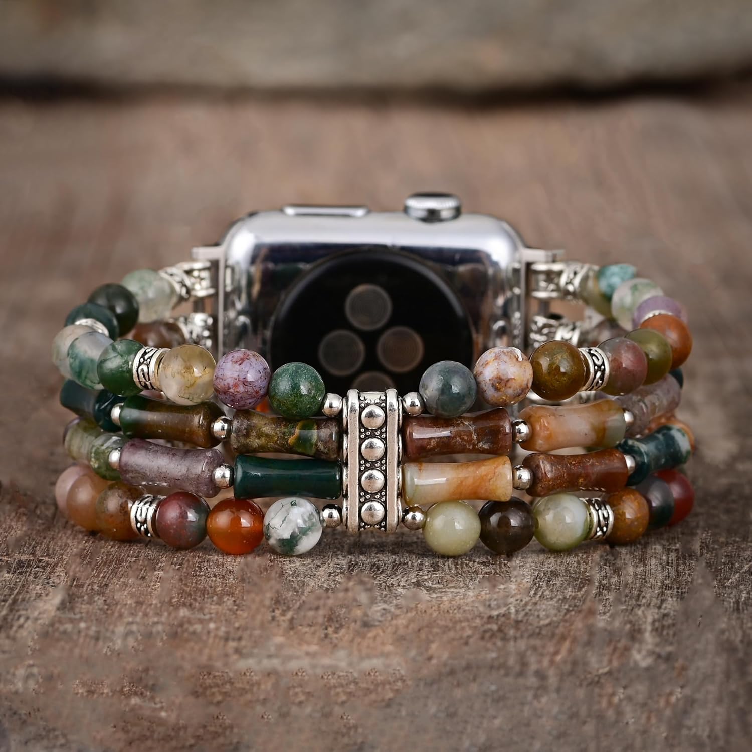 Jasper Handmade Stretch Watch Band: Boho Jasper Handmade Watch Band Bohemian Natural Stone Smartwatch Stretch Bands Compatible with Apple Watch 38mm/40mm/41mm/42mm/44mm/45mm