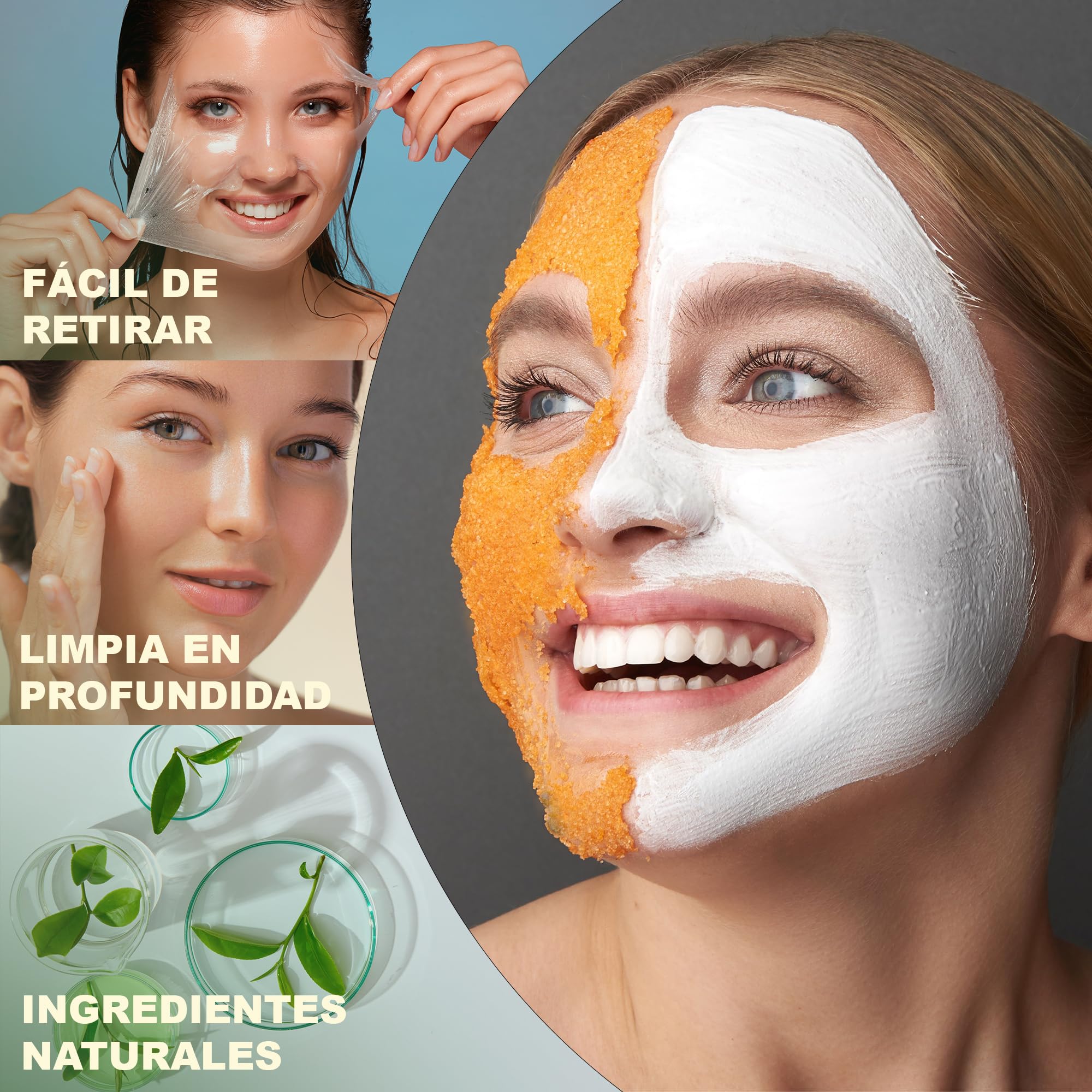 Mascarilla facial hidratante de alginato en polvo, removedor de espinillas Mascarilla puntos negros Mascarilla Vegan, sin aclarado, exfoliante 200 g (Mascarilla Anti arrugas ácido hialurónico) — view 4