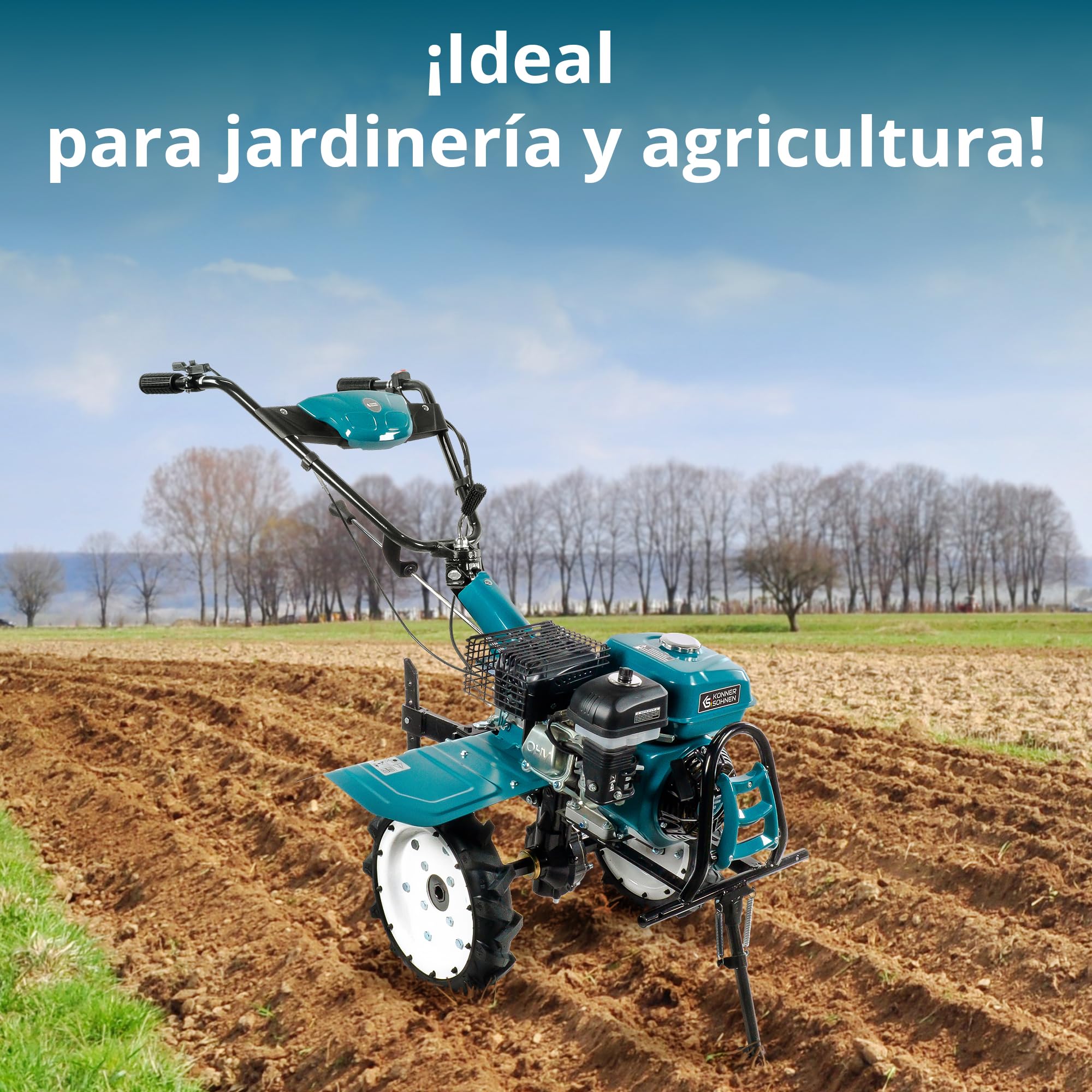 Könner & Söhner KS 7HP-1050G - Azada de Gasolina con accionamiento Directo, fresadora de jardín, fresadora forjada, 2 Marchas hacia adelante, Marcha atrás, ≤ 108 cm de Ancho de Trabajo