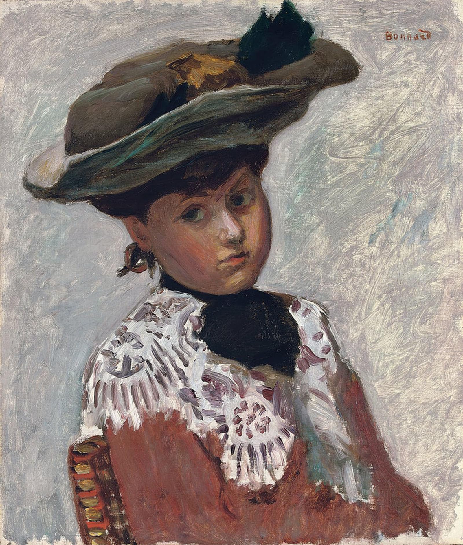 ARTXLXXBN Famous Painting Canvas Artwork Graffiti Print Portrait of a Young Woman or the Hat Portrait De Jeune Femme by Pierre Bonnard Portrait Canvas Image for Home Decor 60x90cm
