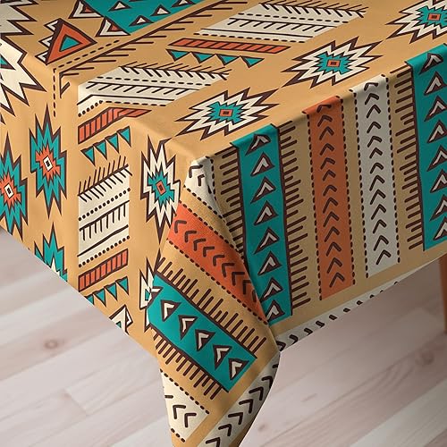 Miniatura 3 de Ambesonne Mantel tribal, patrón de tribu secreta en estilo bohemio, mantel rectangular para decoración de comedor y cocina, 60 x 84 pulgadas,
