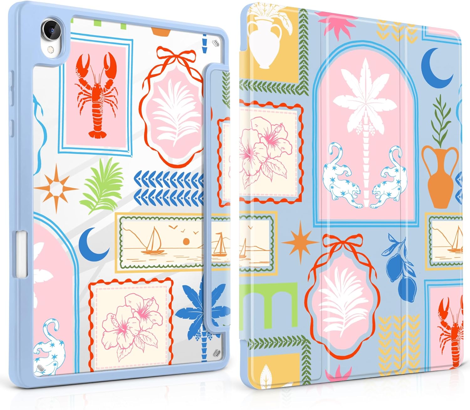 Case for Samsung Galaxy Tab S11 (2025 Release) 11 inch SM-X730/X736B with S Pen Holder - Cute Trifold Cover with Clear Back, Auto Sleep/Wake, Aesthetic Preppy Design for Girls, Conch