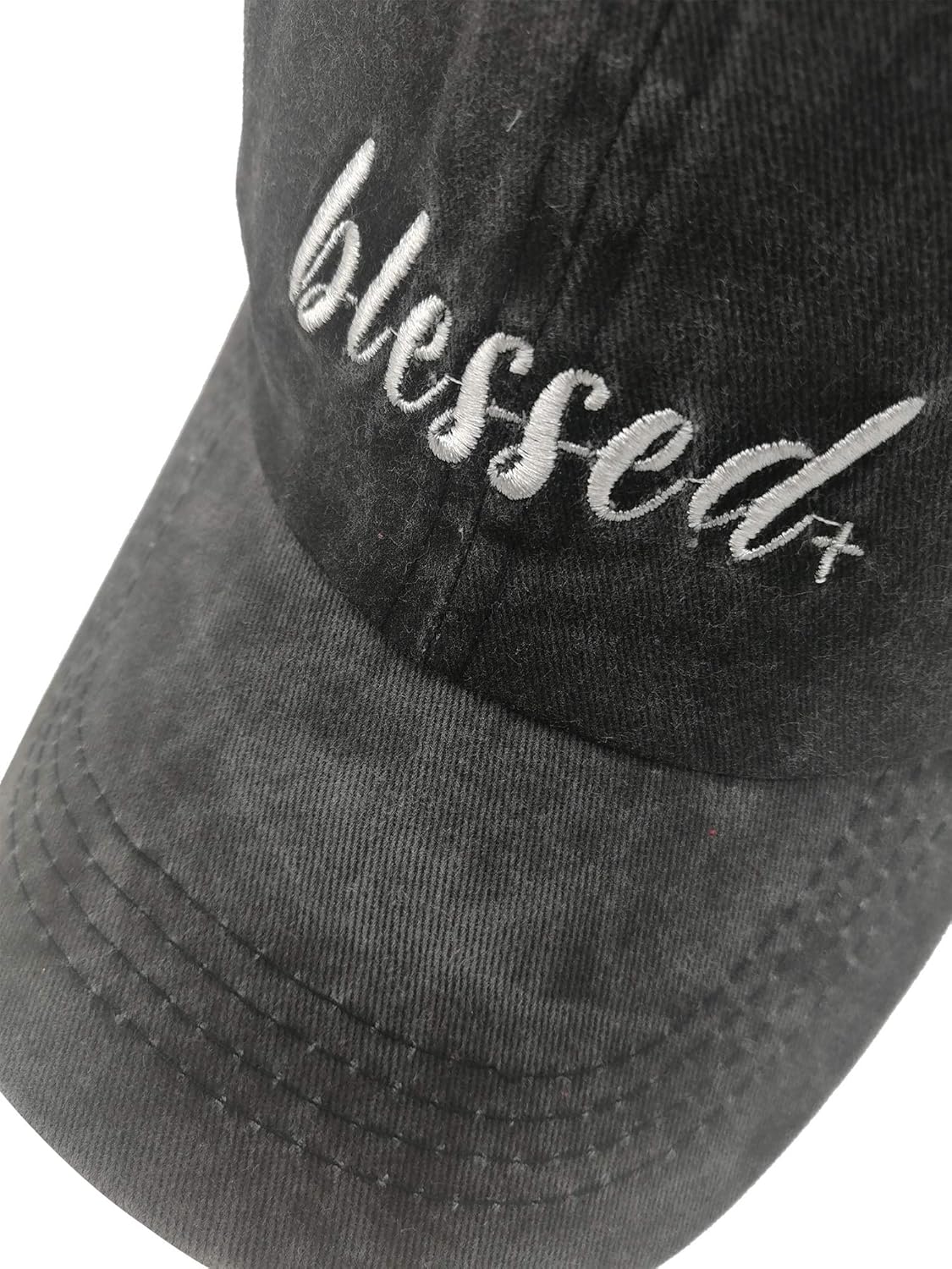 Blessed Ponytail Hat Messy Bun Vintage Washed Distressed Twill Plain Baseball Cap for Women - Image 2