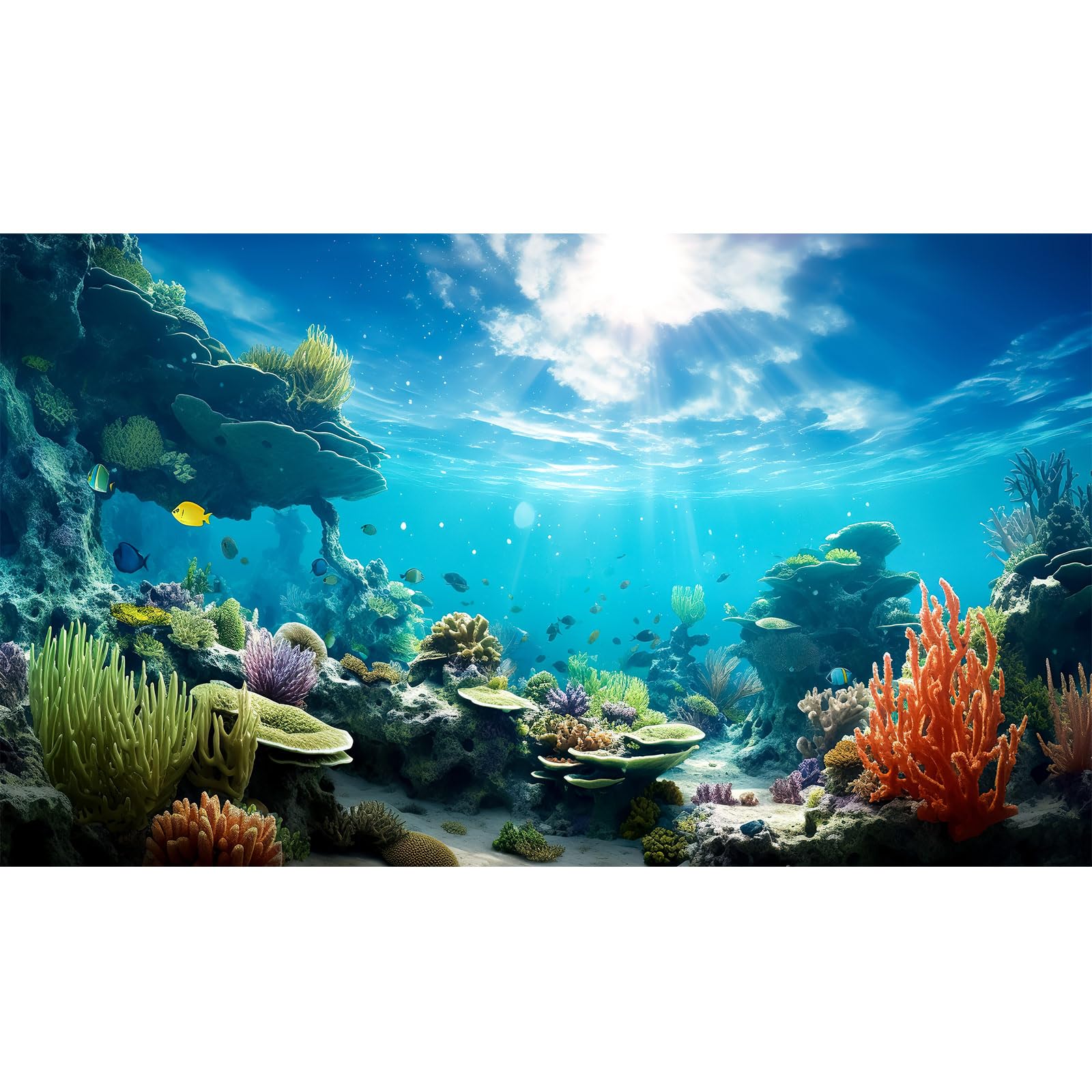 Under The Sea Aquarium Background Ocean Seabed Coral Reef Fish Tank Background Underwater Tropical Sea Marine Life World Aquarium Tank Backgrounds Tropical Hard Coral Fish Tank Backgrounds 36x24in