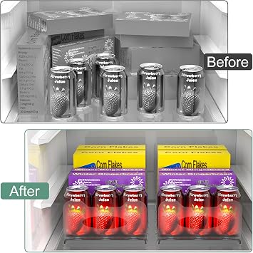 Freezer Organizer,12 Visible Fridge Organizer Rack with Removable Dividers