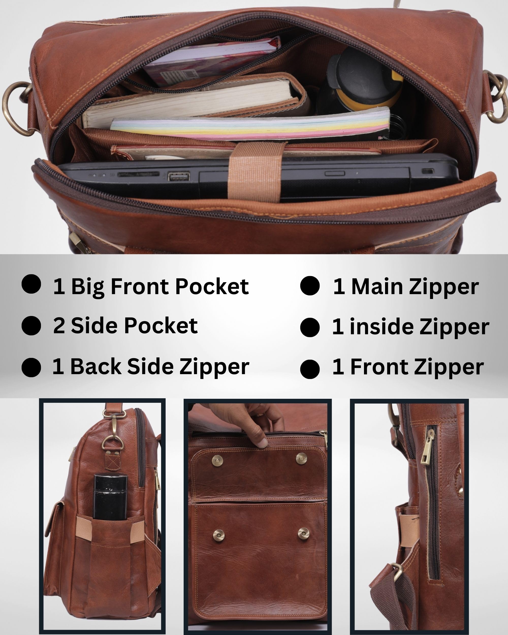 Genuine Leather Laptop Backpack for Women Designer Brown Leather Backpack Purse with 15.6-inch Laptop Computer Compartment Best for Work, Travel, and Daily Use