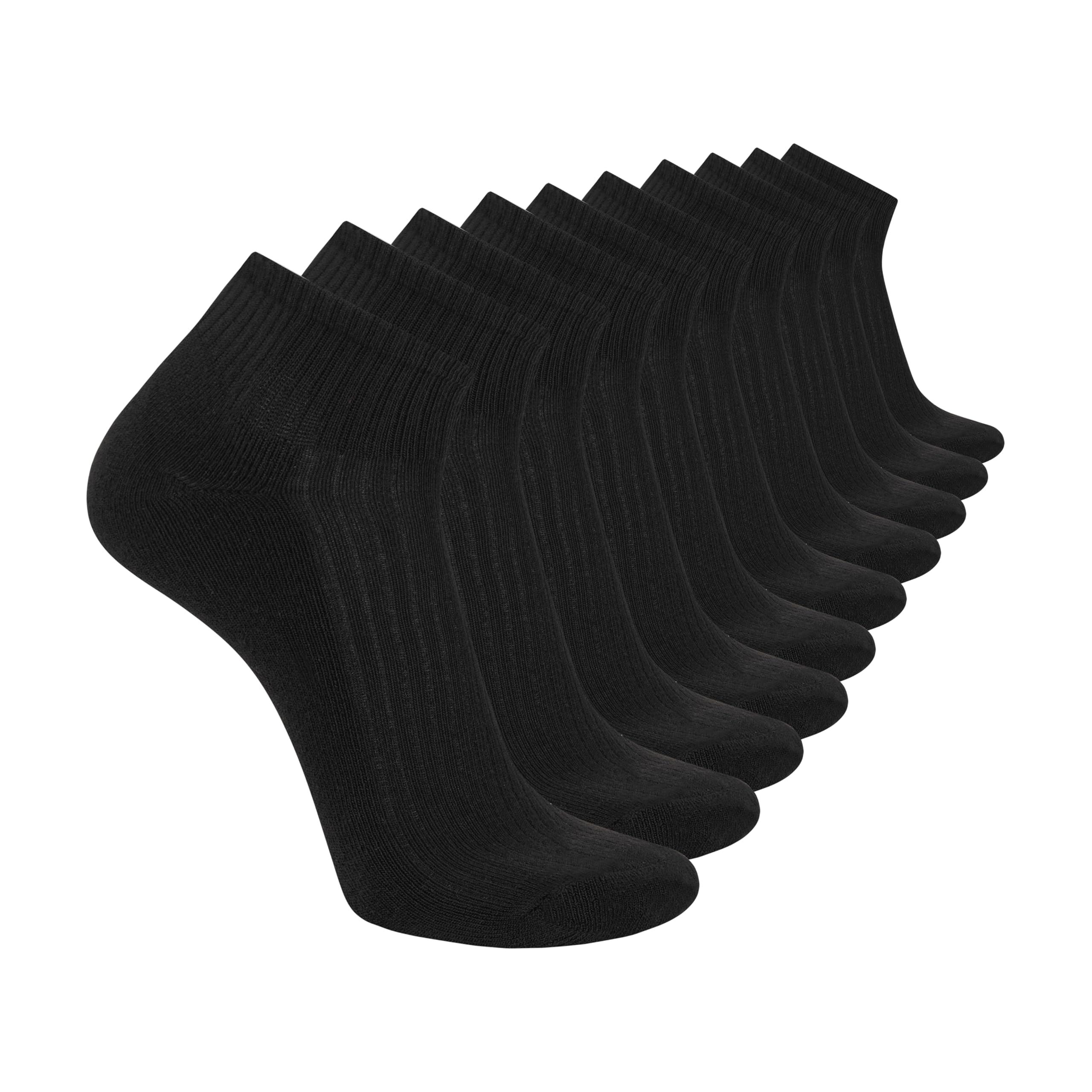 Skechers Men's 10 Pack Cushioned Quarter Crew Socks, Black, 43-47