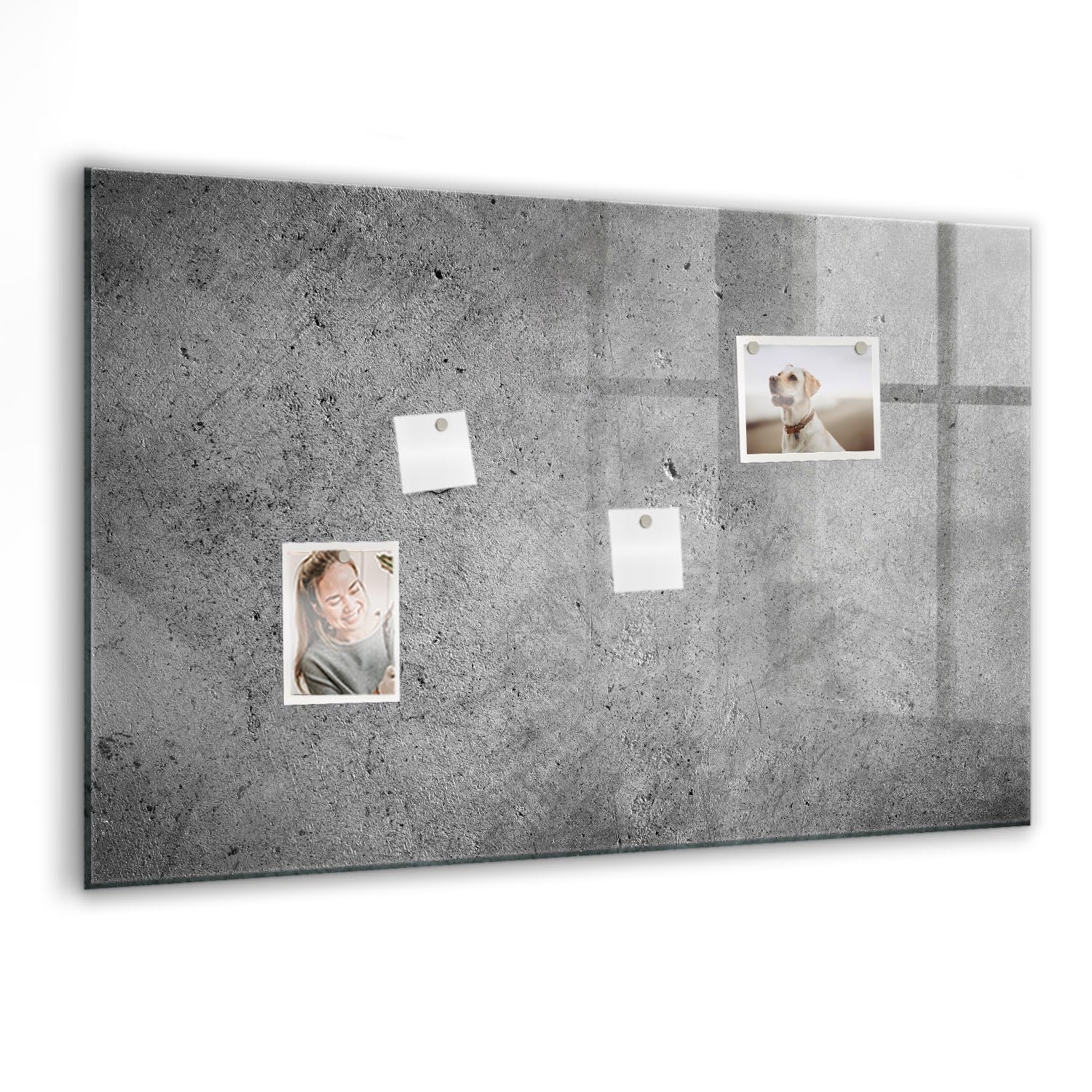 Dekorative Glas-Magnettafel | Komplettset mit Neodym-Magneten, Marker & Schwamm | Hochwertiges Sicherheitsglas | Perfekt für Notizen & Terminübersicht- 90x60 - Industriewand
