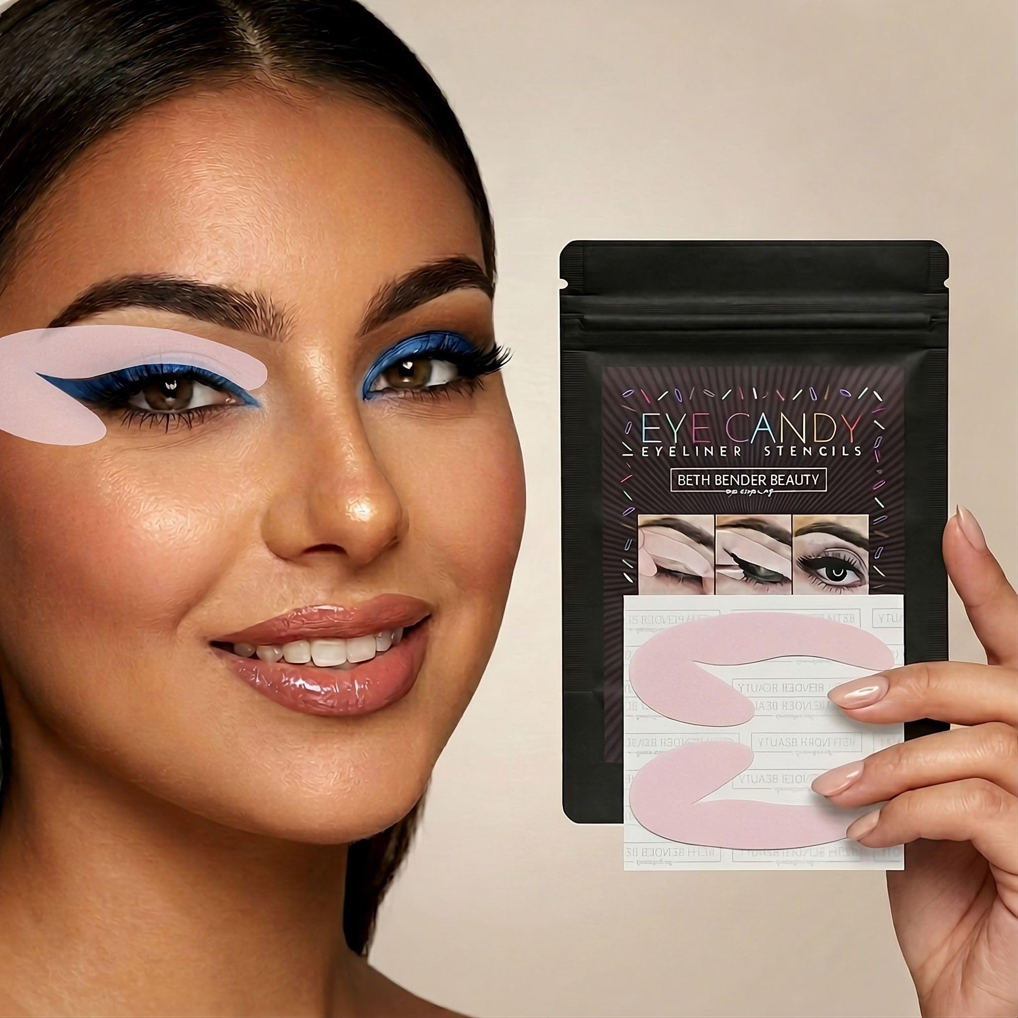 Beth Bender Beauty Eye Candy, stencil per eyeliner a forma di gatto, prodotto negli Stati Uniti, cruelty free e vegano (confezione da 2-48 stencil)