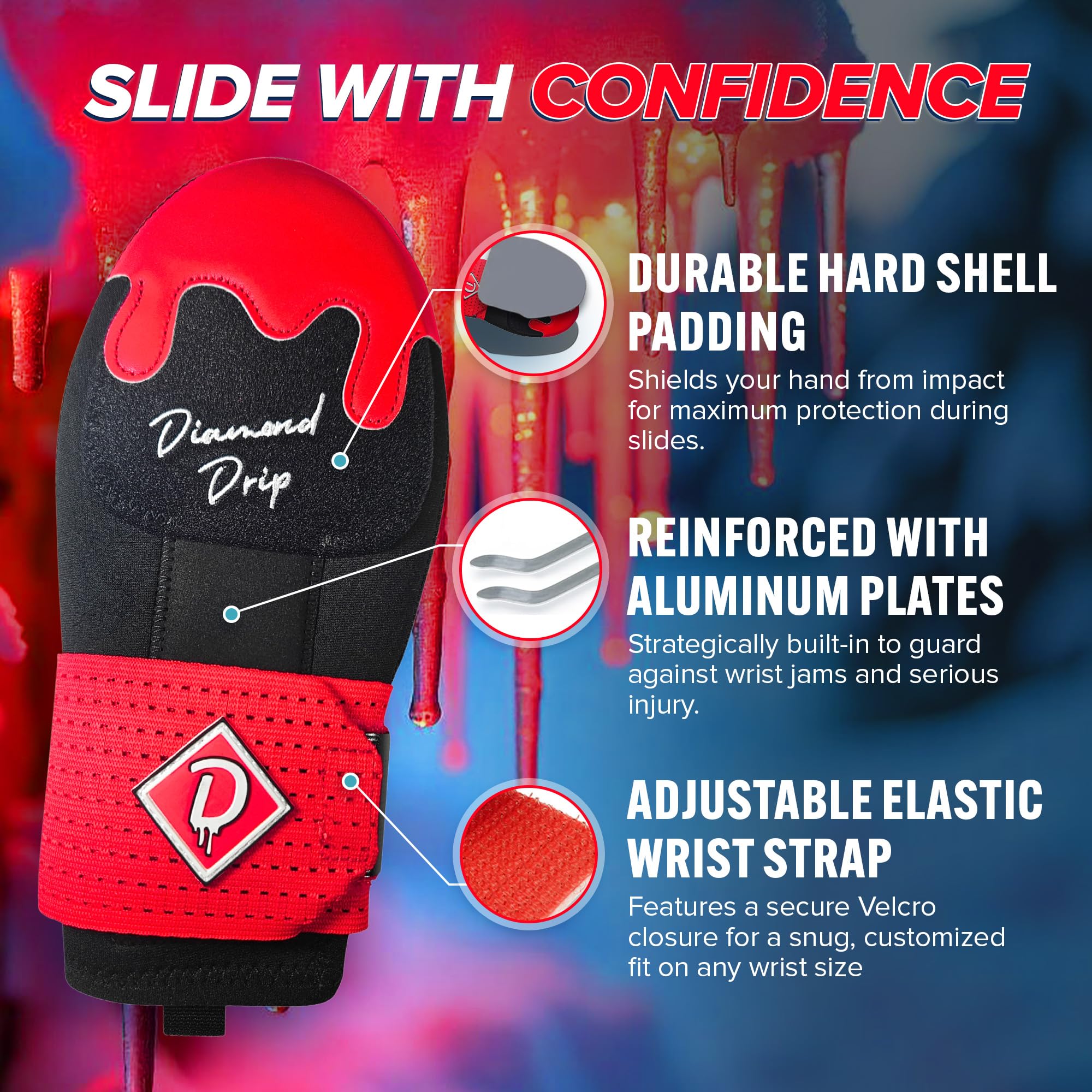 Diamond Drip Youth Baseball & Softball Sliding Mitt - Ambidextrous ...