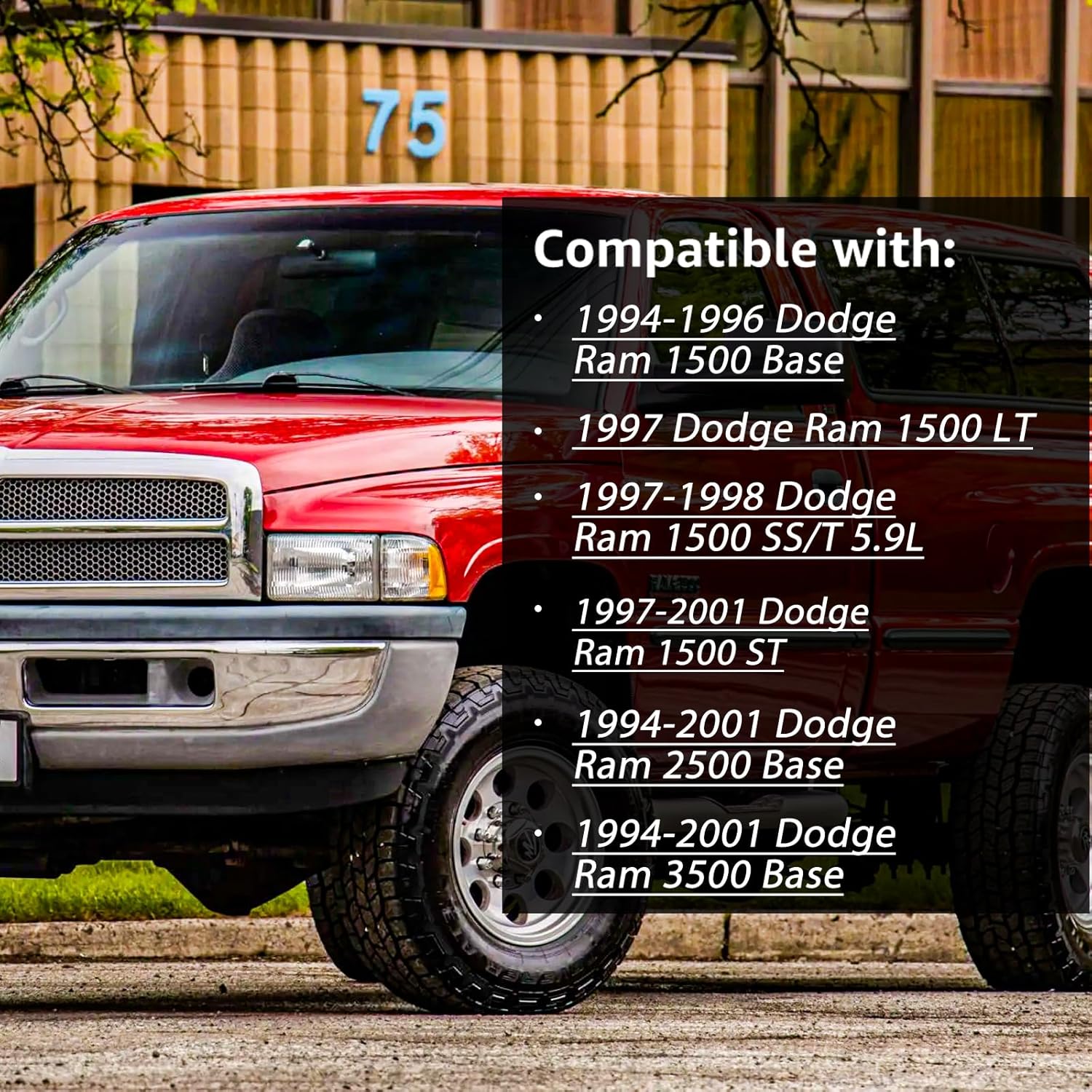 Headlights Assembly for 1994-2001 Dodge Ram 1500/1994-2002 Dodge Ram 2500 3500 (Non-Sport Models) Headlamps Replacement w/Bulbs & Corner Lights Driver and Passenger Side,Chrome Housing Clear Lens