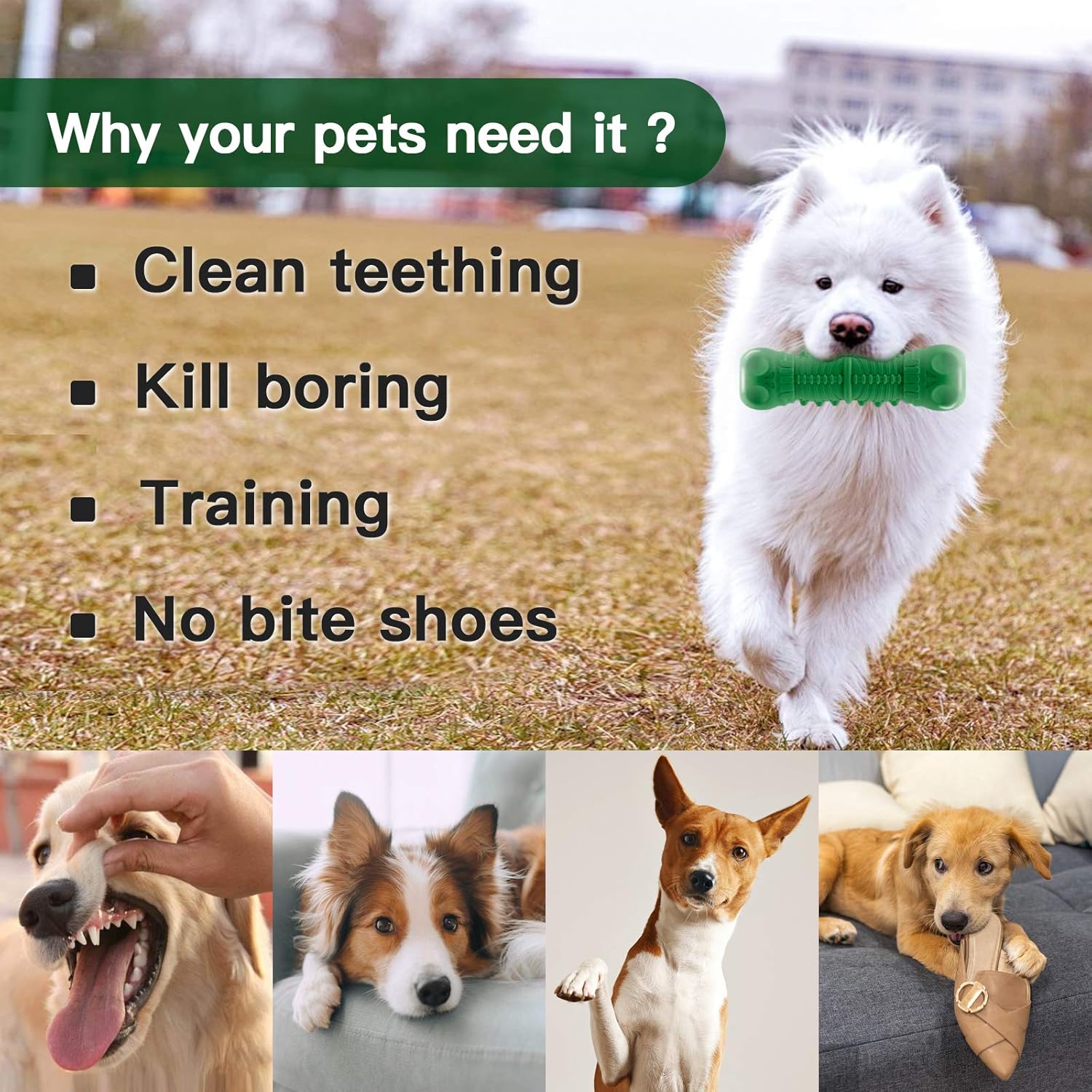 Dog Chew Toys Dog Toys for Aggressive Chewers Large Breed Tough Durable Teeth Cleaning Skull Bones Dog Toys Natural Rubber Squeak Nearly Indestructible Dog Toys