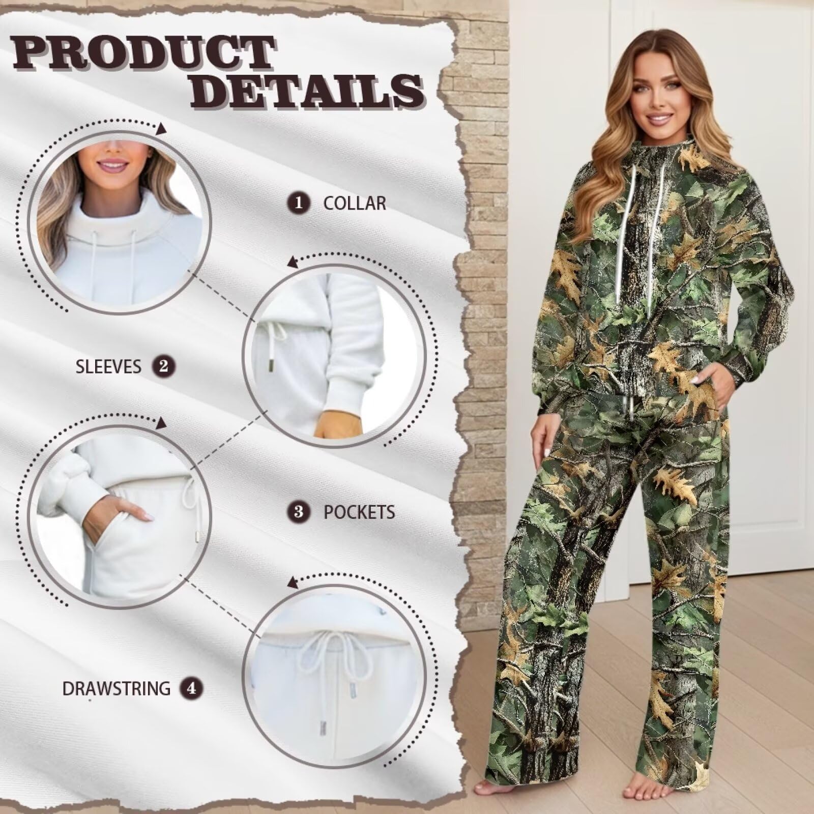 SEANATIVE Conjunto deportivo de 2 piezas para mujer, casual, cuello alto, sudadera y pantalones de pierna ancha, conjunto de chándal de gran tamaño a juego