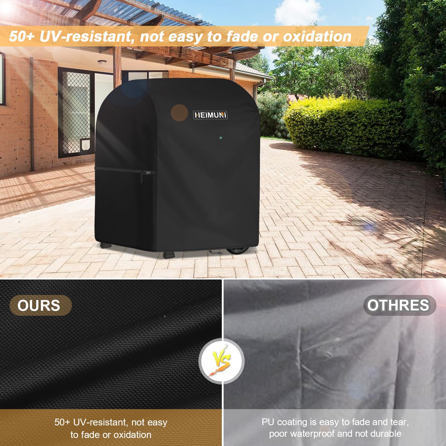 Funda Barbacoa Exterior, Funda para Barbacoa Weber Spirit 210, Funda Parrilla Exterior Impermeable Cubierta de Barbacoa para Weber Spirit E-210 con Caballete Lateral Plegable (90x70x110cm) - 5