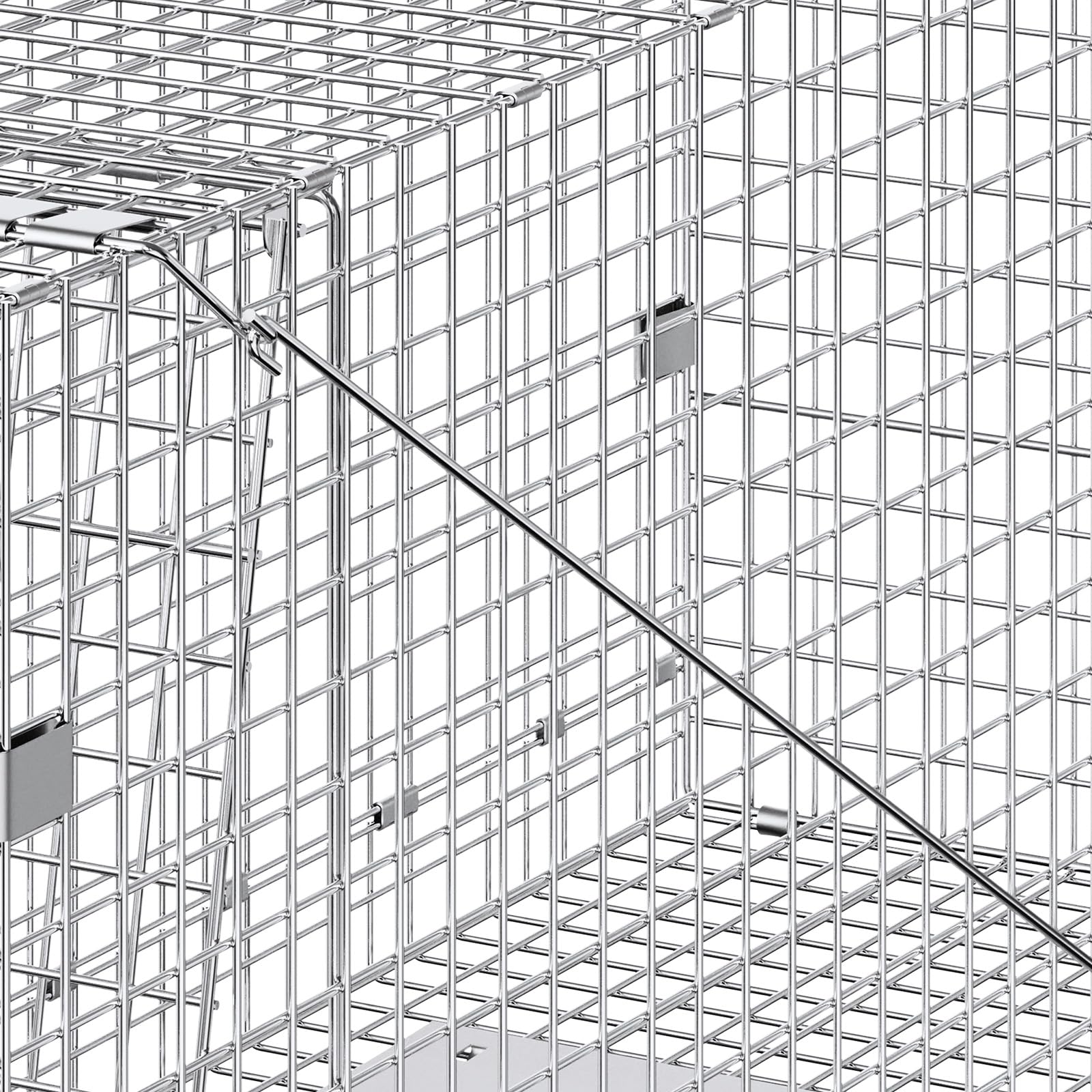 VEVOR Trappola in Ferro Galvanizzato 1067 x 406 x 457 mm Trappola da Giardino con Manico Pieghevole per Cattura
