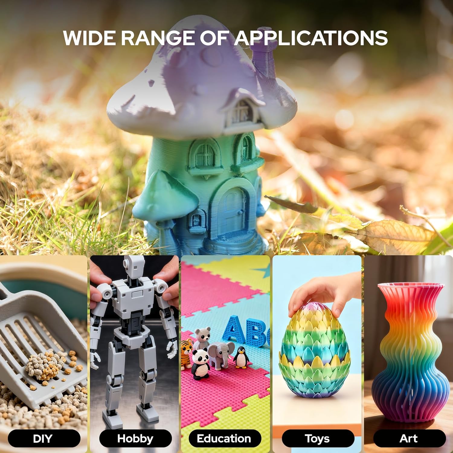 PLA Filament 1.75mm, Silk Pla 3D Printer Filament Rainbow PLA 1kg, Dimensional Accuracy +/-0.02mm, 2.2lbs/Spool - Image 4