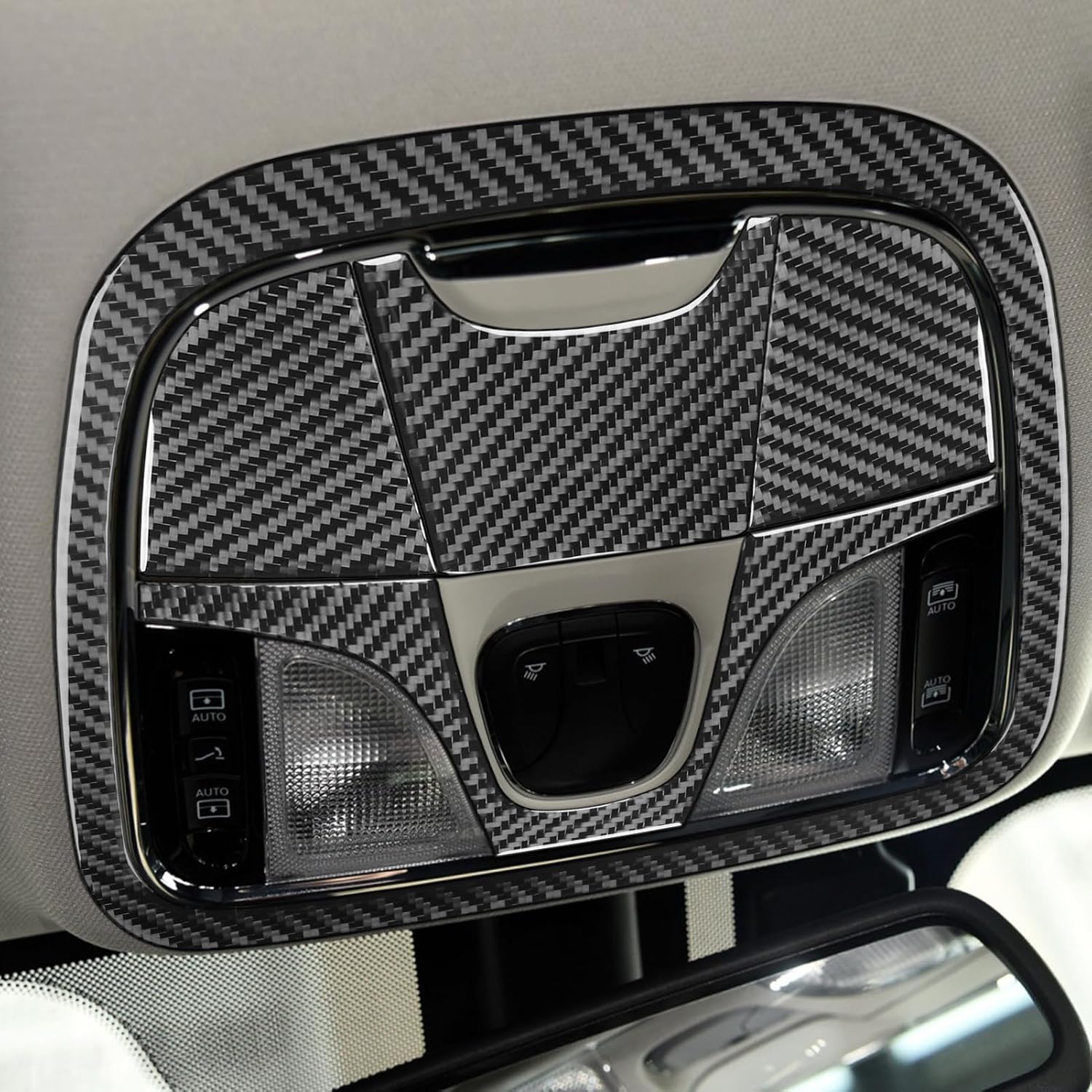 NVCNX Real Premium Carbon Fiber Compatible with Jeep Cherokee 2014-2023 2015 2016 2017 2018 2019 2020 2021 2022 Accessories Car Roof Reading Light Panel Cover Interior Trim Sticker Decal Black 5PCs