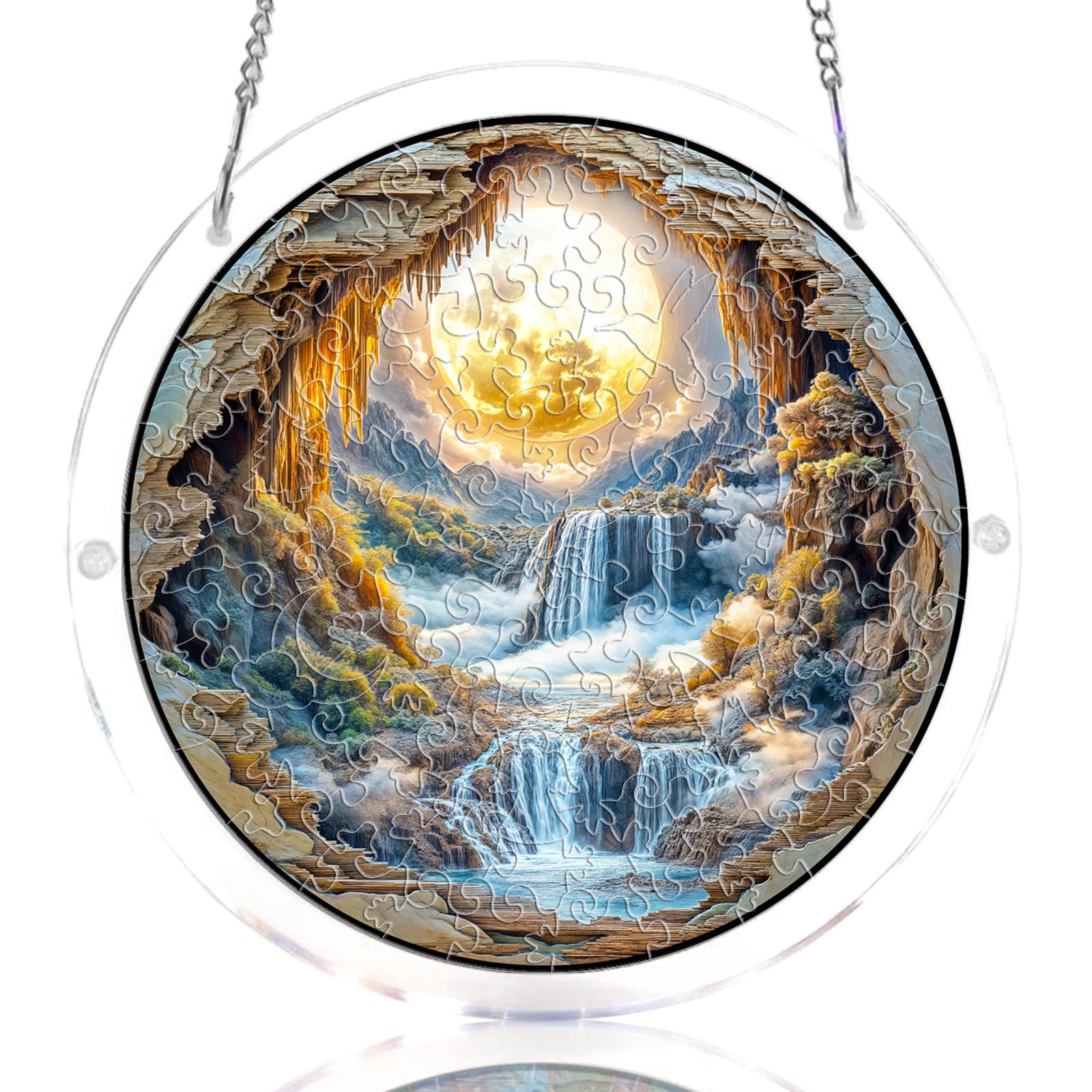 WOODBESTS Acrylic Suncatcher Puzzles, Suncatcher for Doors Garden Window Hanging, Flowers and Hummingbird Puzzle, Birthday for Lover (S - 7.4 * 7.4 in)