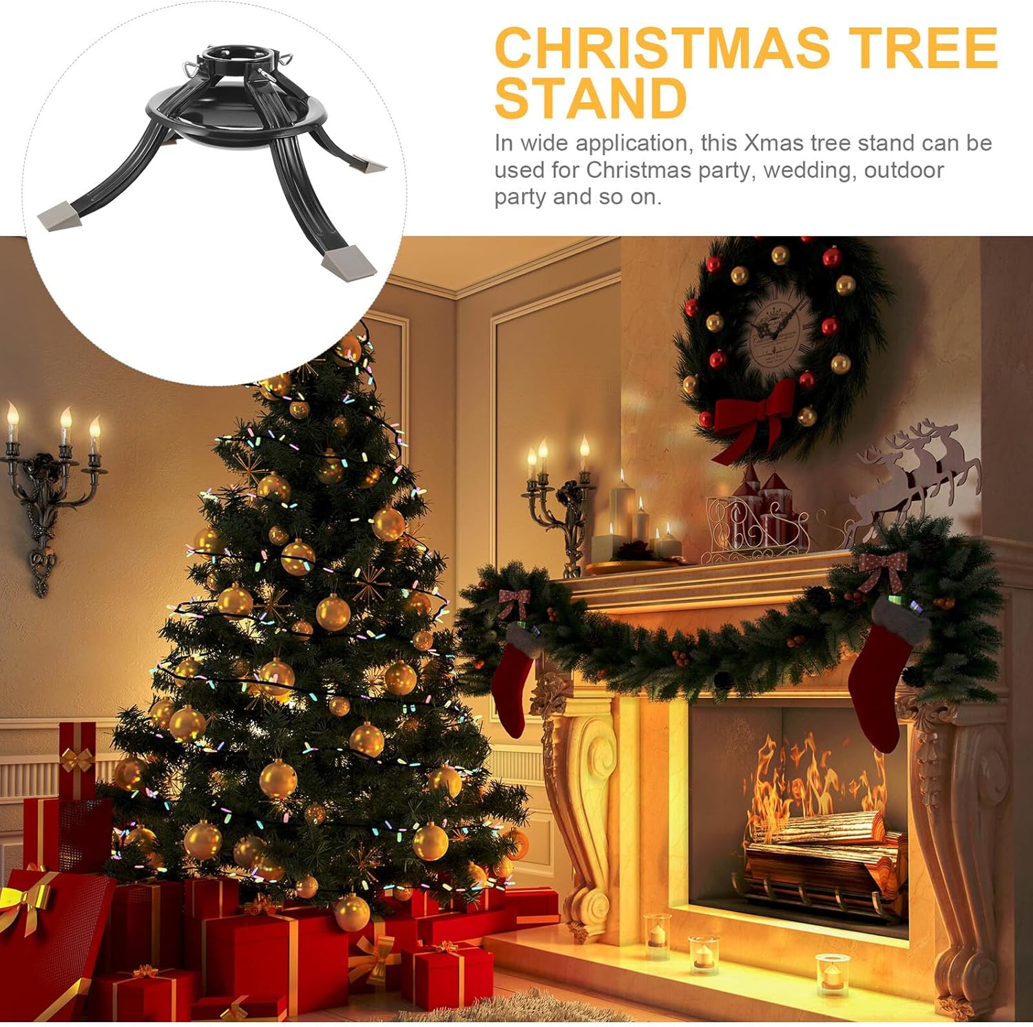 Sturdy Metal Xmas Tree Base Stand Green Iron Christmas Tree Holder Rack Smooth Polished Surface Secure Support