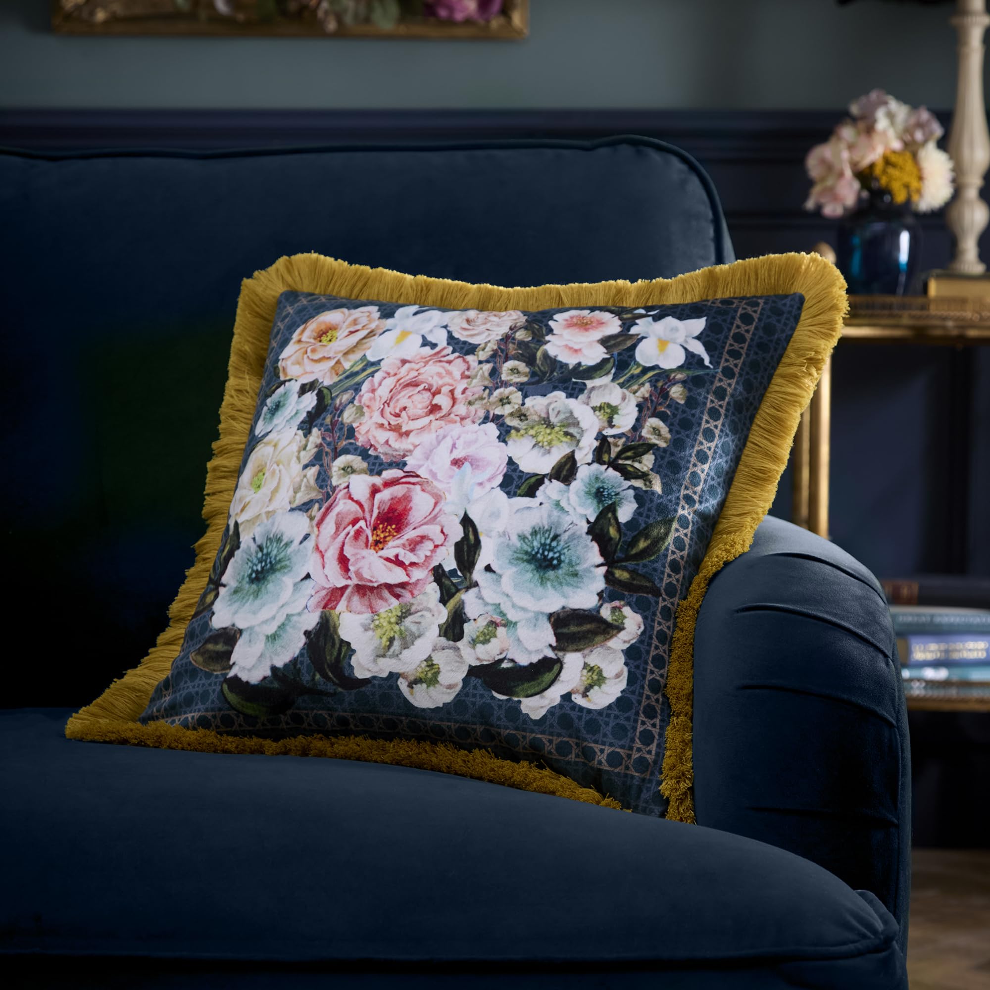 Laurence Llewelyn-Bowen Bouquet List Cushion Blue