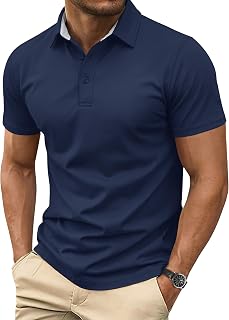 Men's Polo Shirts Short Sleeve Cotton Pique 3 Buttons Golf Shirts Classic Fit Casual Performance T-Shirt