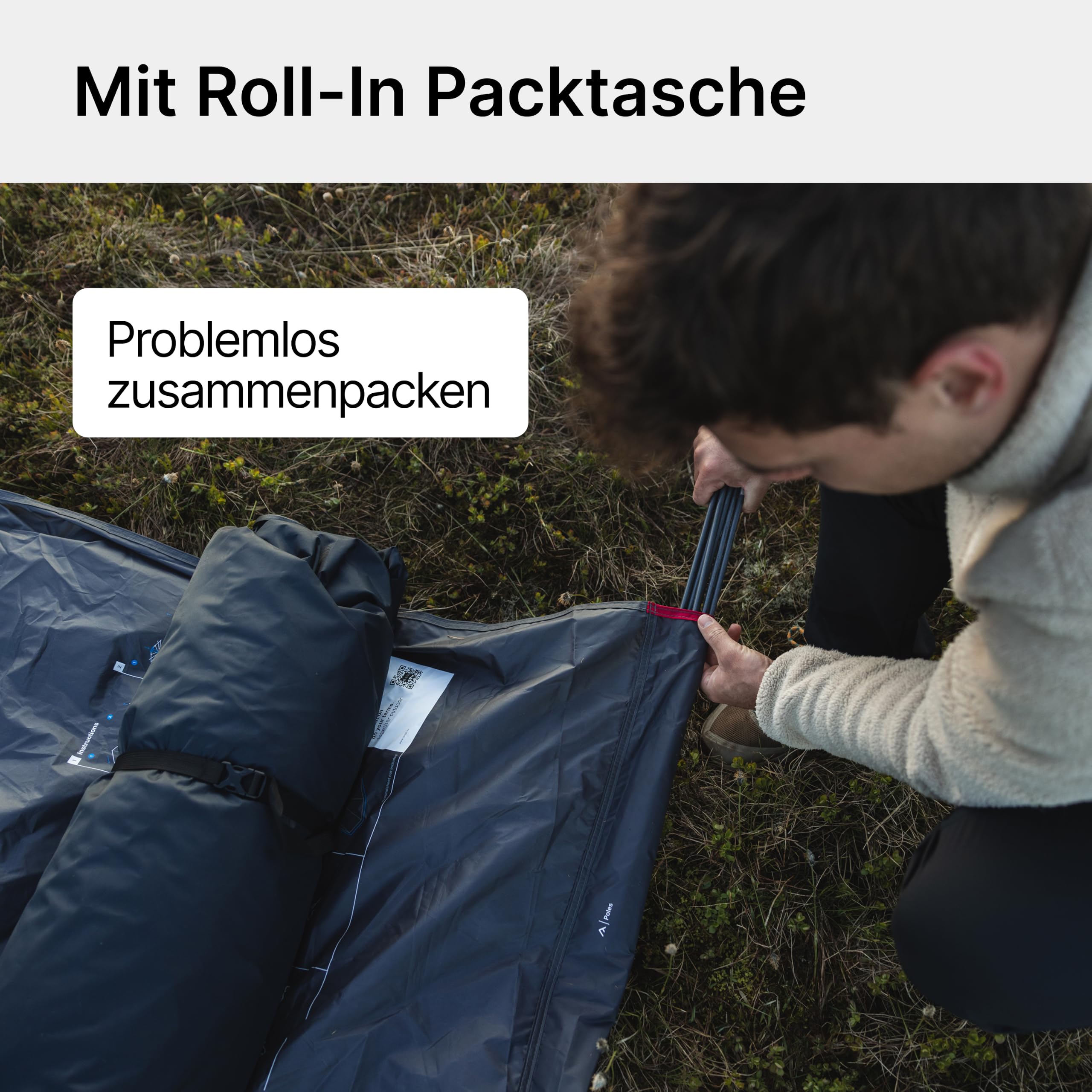 qeedo Quick Oak Campingzelt - Sekundenzelt mit innovativem Quick-Up-System, stabil & wasserdicht, ideal für Camping & Festival, Komfort-Zelt für bis zu 3 Personen, mit Vorraum & Moskitonetz aus Mesh