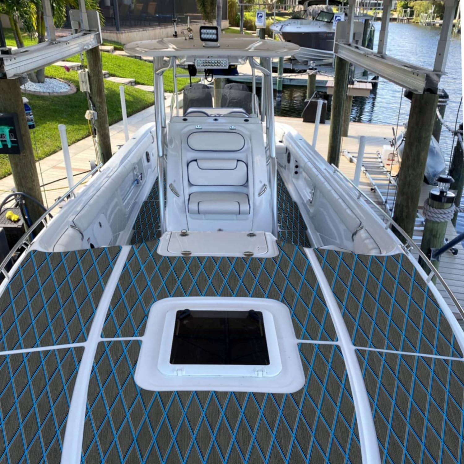Eva Schaum Bootsteppich 190x35/70cm Selbstklebend Yacht Boden rutschfest Matte Boot Deck rutschfest Teppich für Motorboot RV Yacht Kajak Schwimmbad Teakholz
