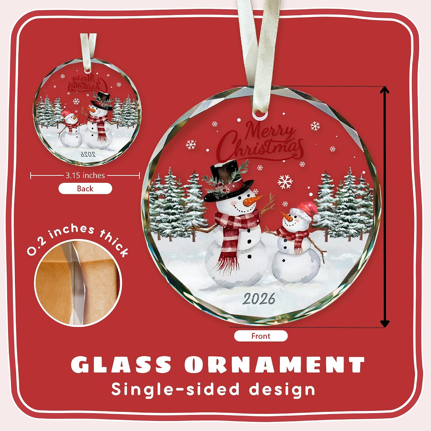 2026 Christmas Ornament - Snowman Christmas Ornaments, Snowman Ornaments​