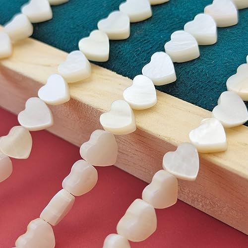 Miniatura 3 de Firstmeet 110 cuentas naturales de madreperla en forma de corazón para fabricación de joyas (DIY-1010-corazónblancoS)